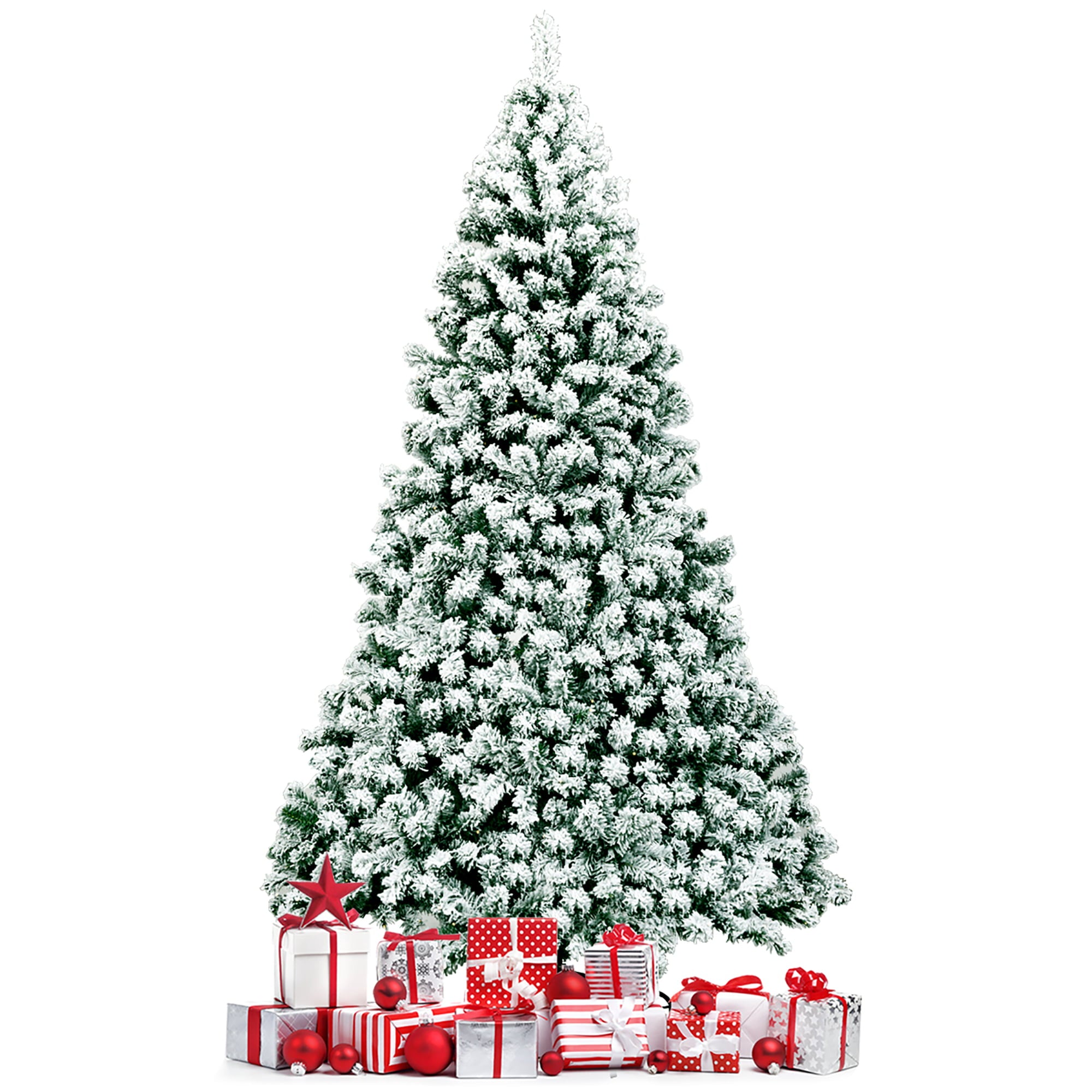 Árbol de Navidad Artificial Decorado con Nieve y Bisagras Preiluminado con 550 Luces de Primera Calidad