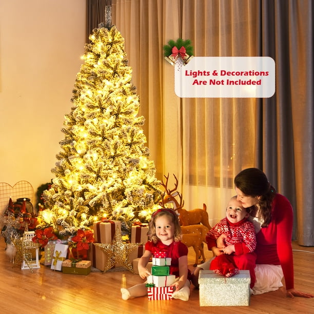 Árbol de Navidad artificial Decorado con Nieve con Bisagras Sin iluminación