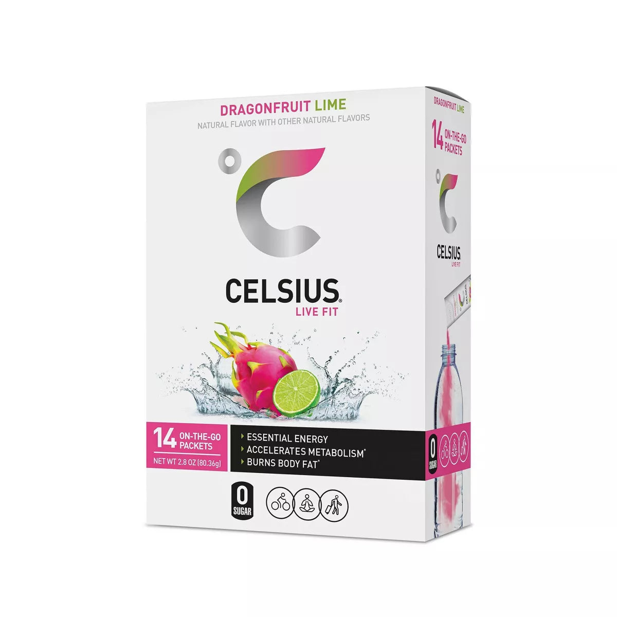 Celsius Dragonfruit Lime Powder Sticks 14 pk