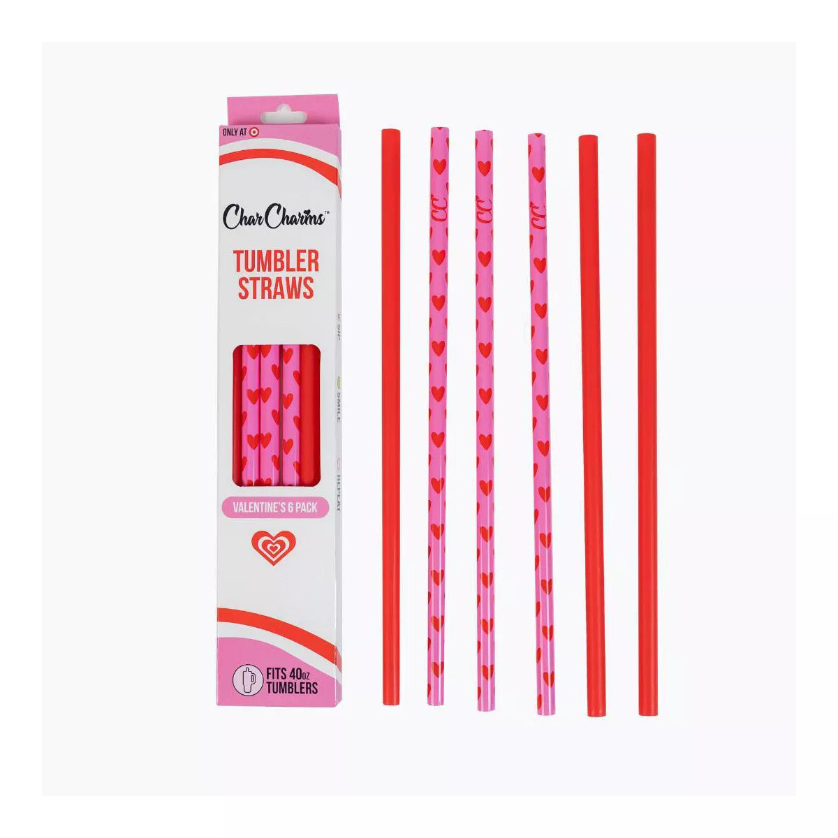 Galentines Water Bottle Straws 6 pz 40 oz