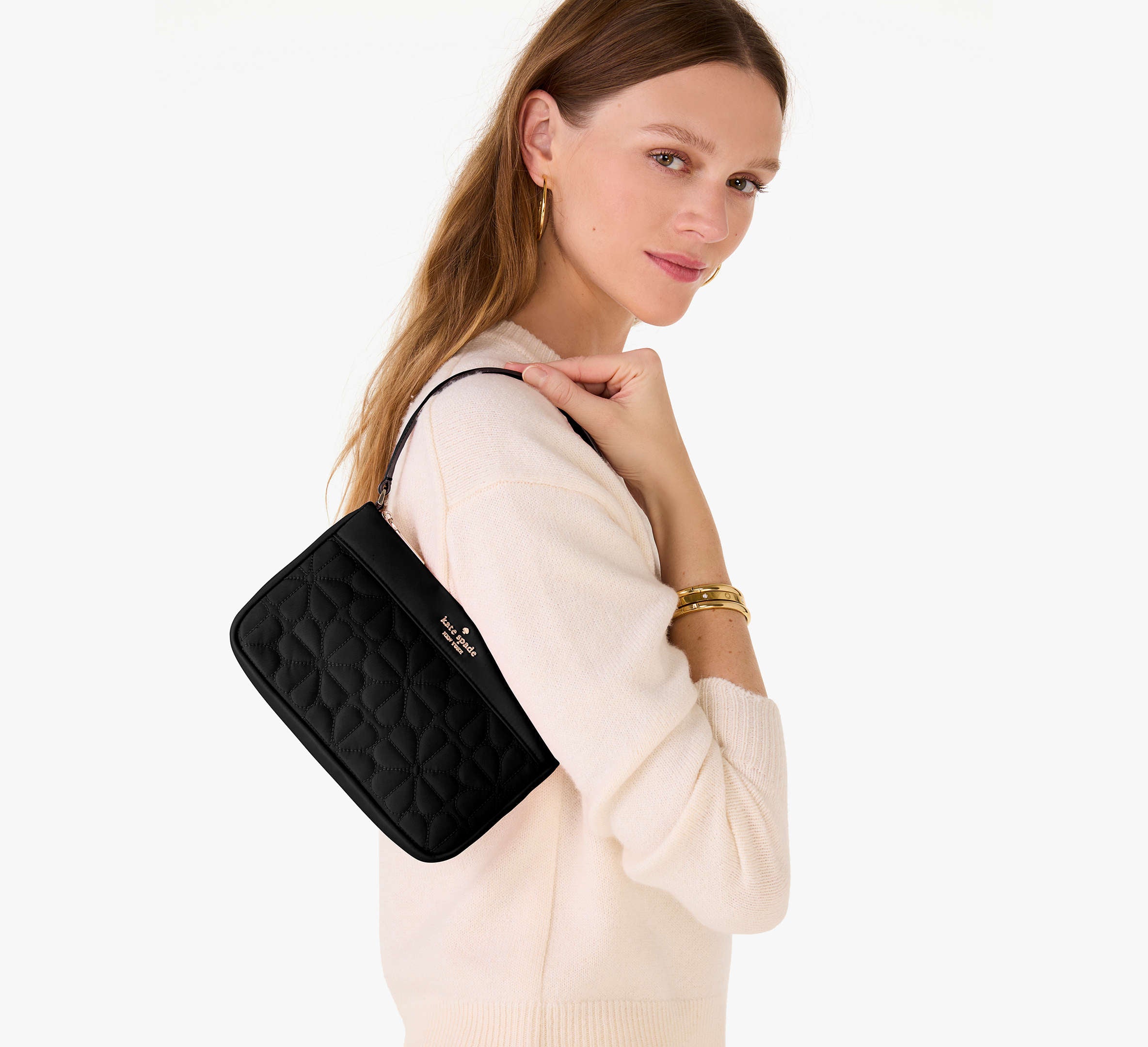 Spade Flower Quilted Fabric Convertible Wristlet