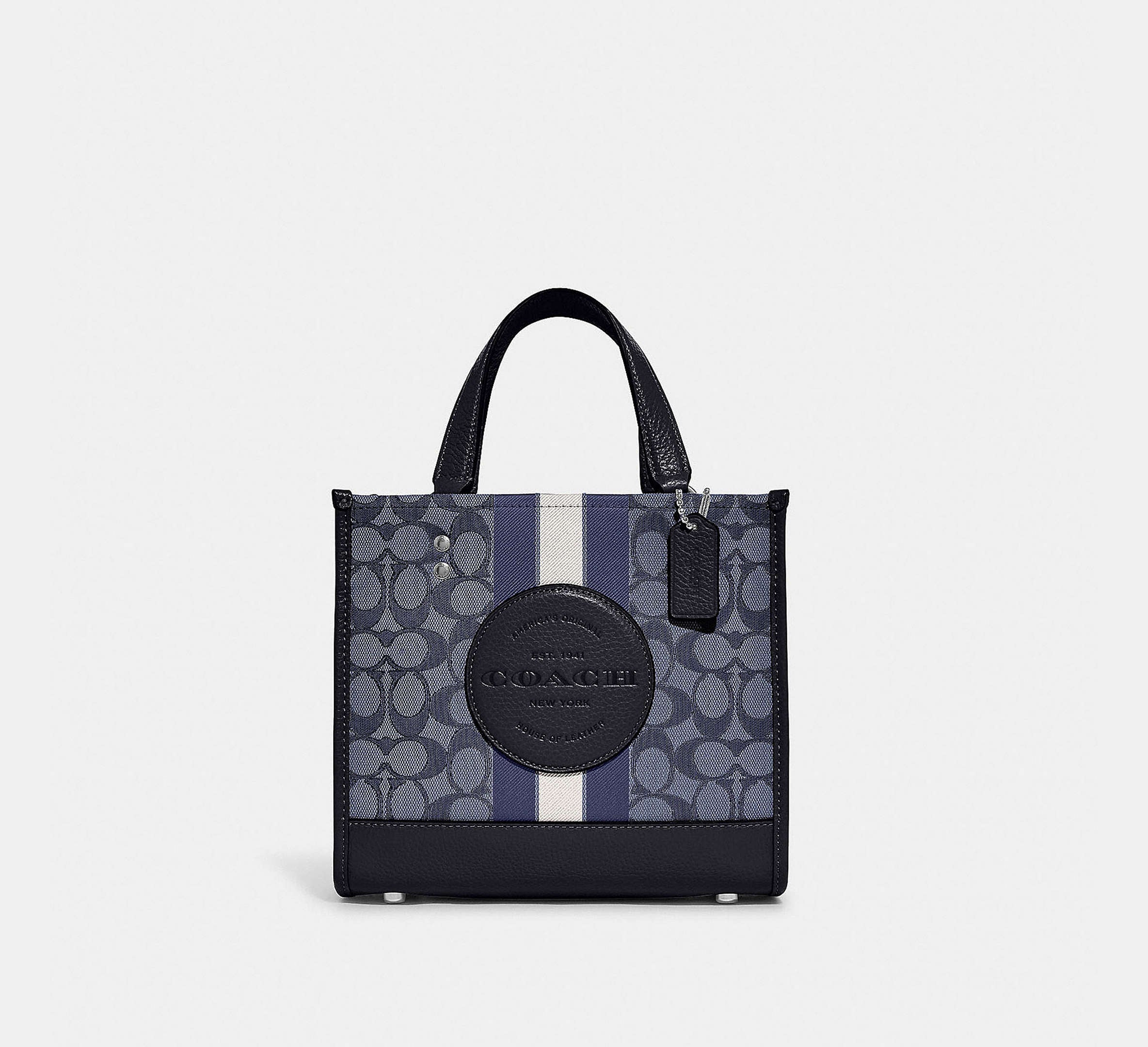 Dempsey Tote 22 In Signature Jacquard With Stripe And Coach Patch