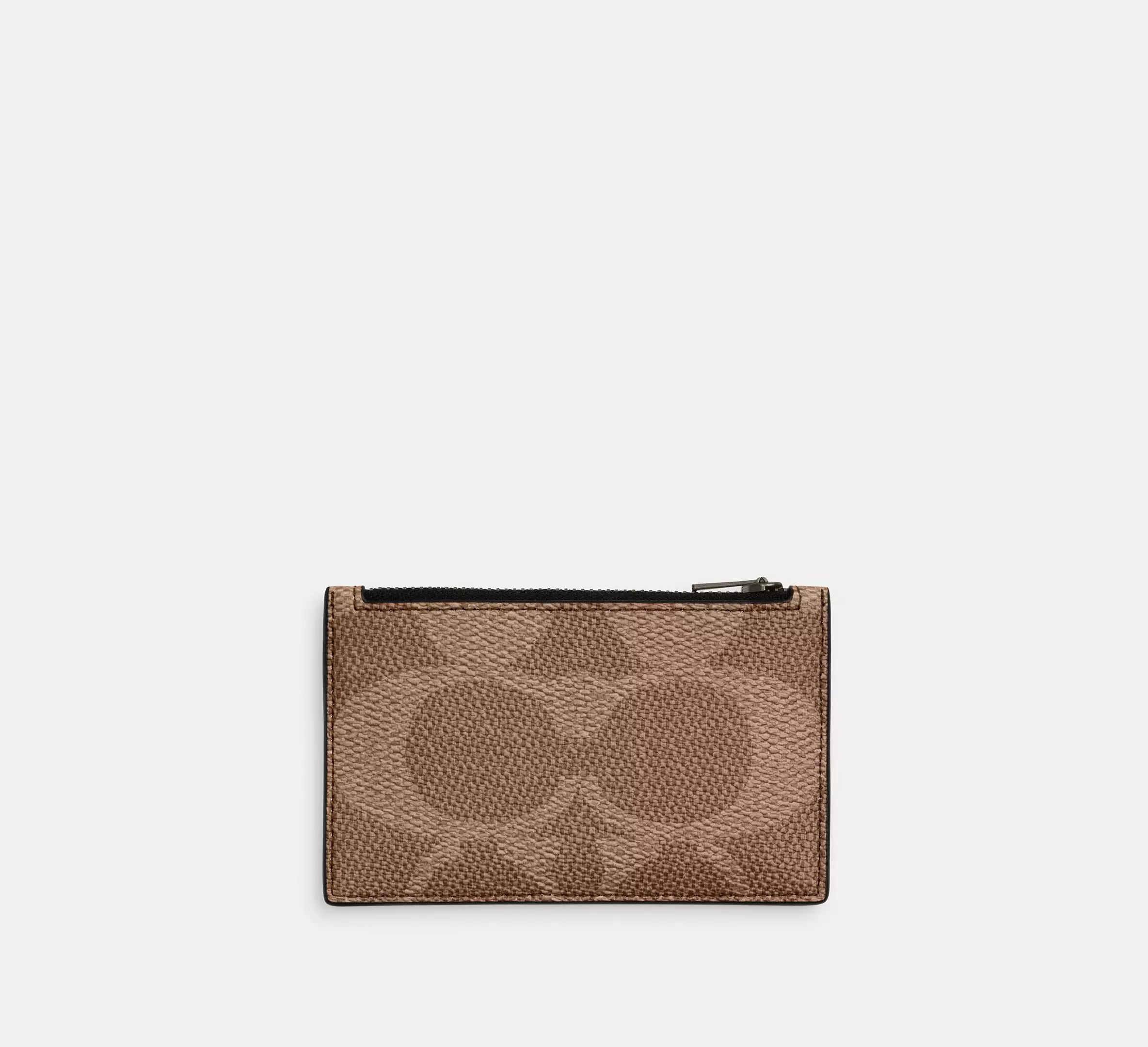 Zip Card Case In Blocked Signature Canvas