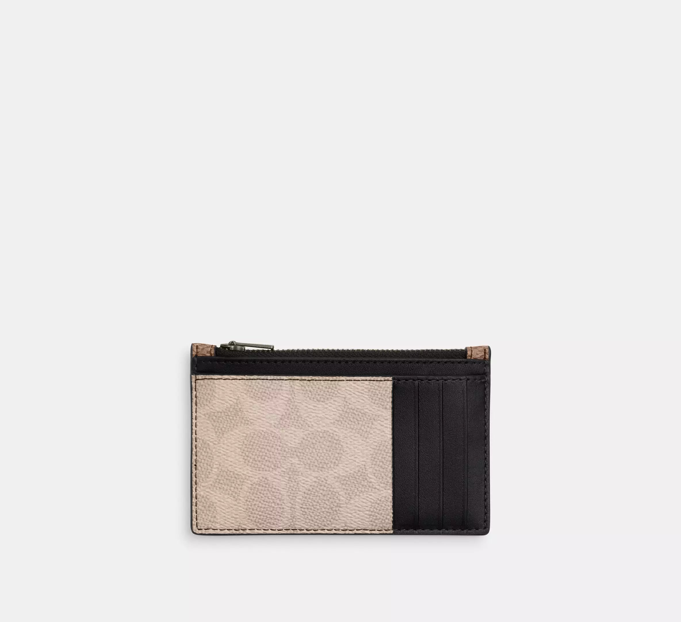 Zip Card Case In Blocked Signature Canvas