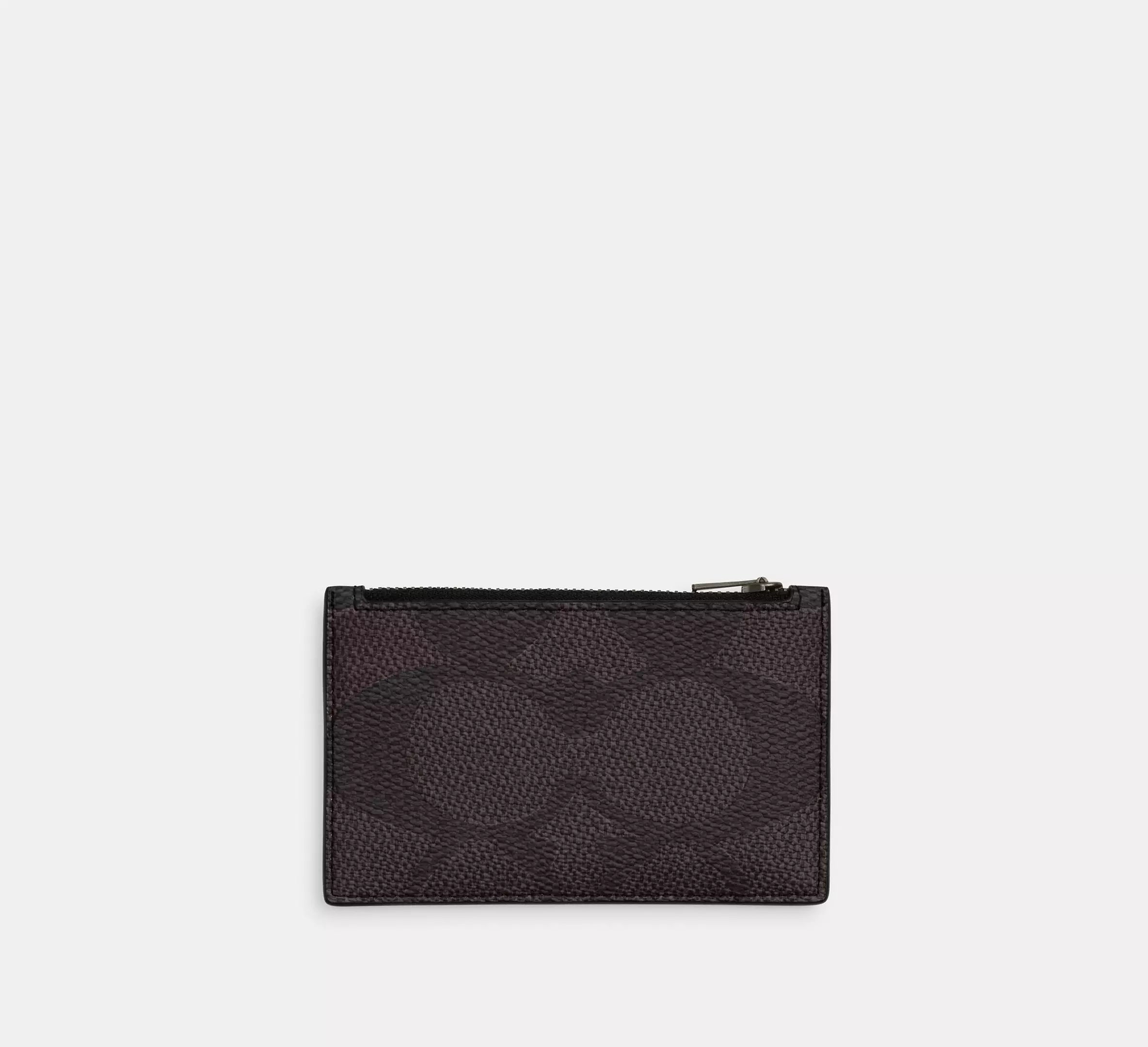Zip Card Case In Blocked Signature Canvas