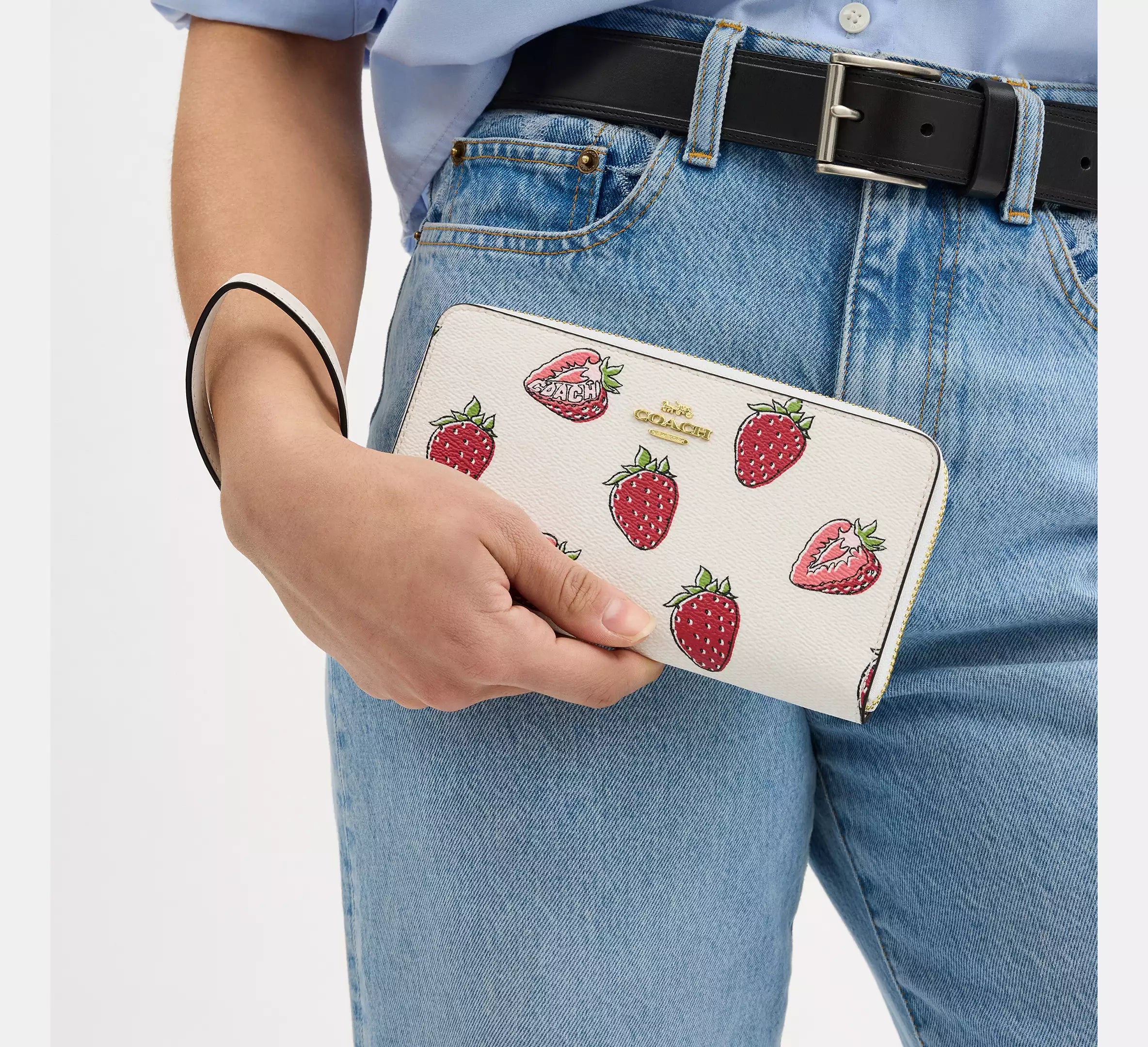 Long Zip Around Wallet With Strawberry Print