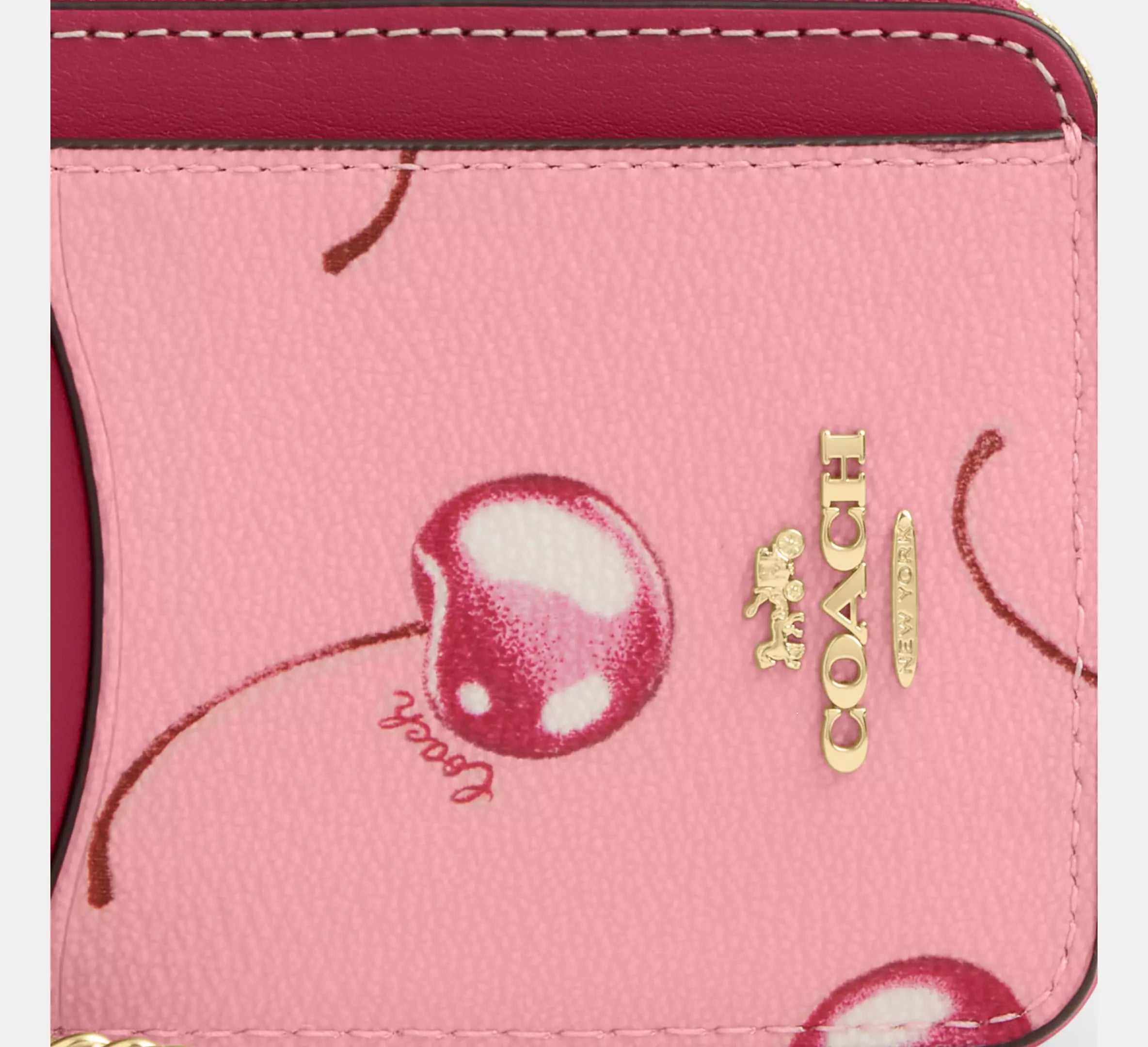 Zip Card Case With Cherry Print