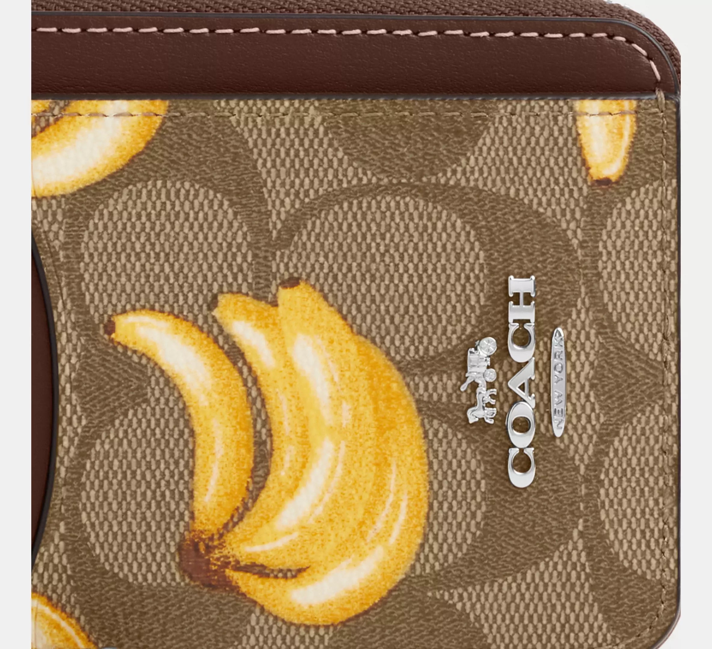 Zip Card Case In Signature Canvas With Banana Print