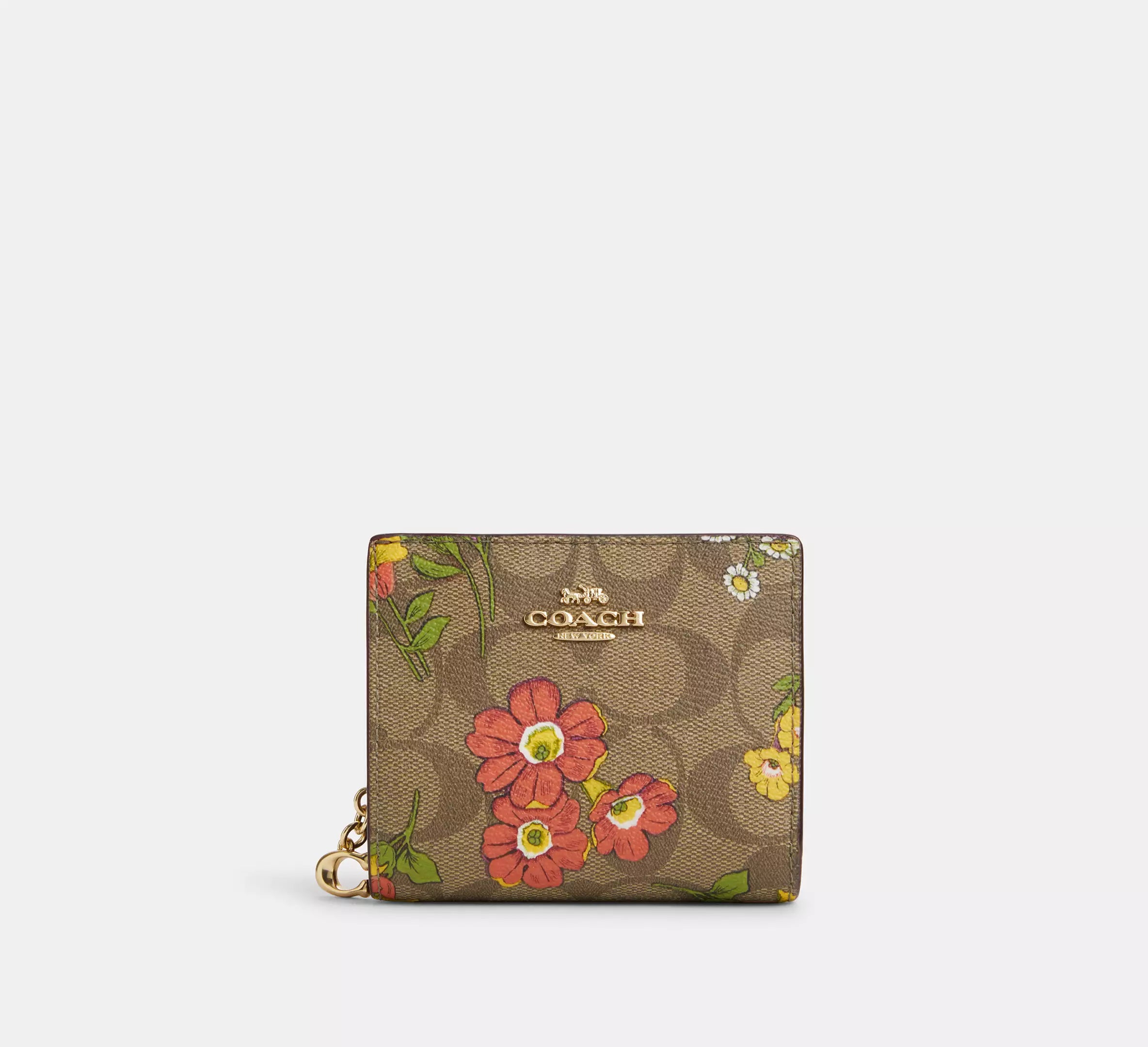 Snap Wallet In Signature Canvas With Floral Print