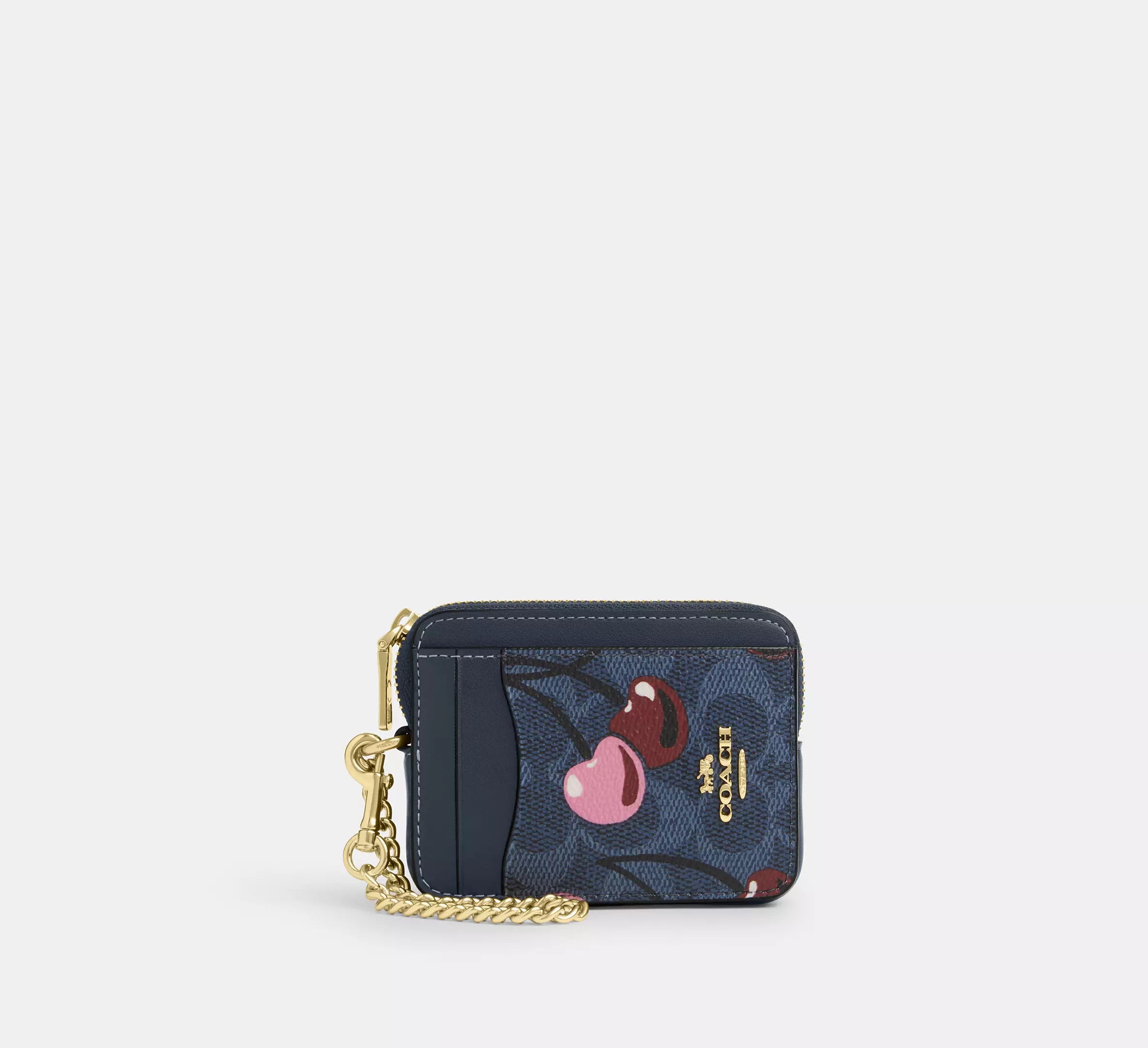 Zip Card Case In Signature Canvas With Cherry Print