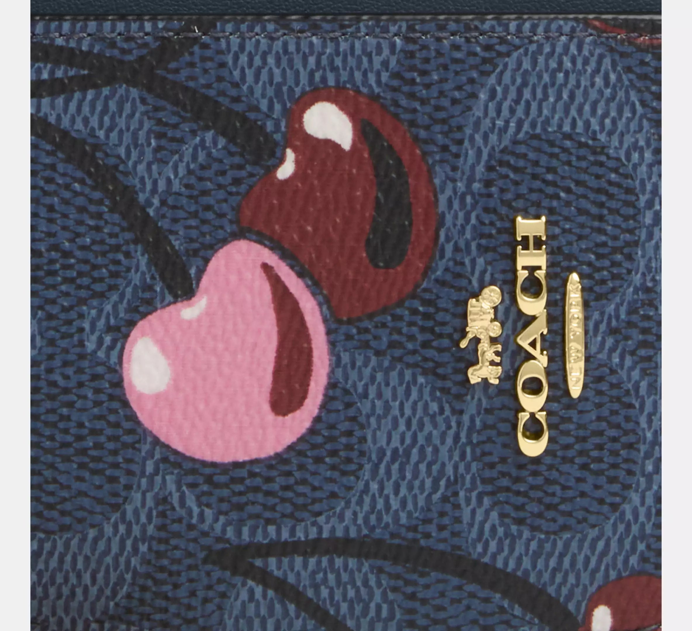 Zip Card Case In Signature Canvas With Cherry Print