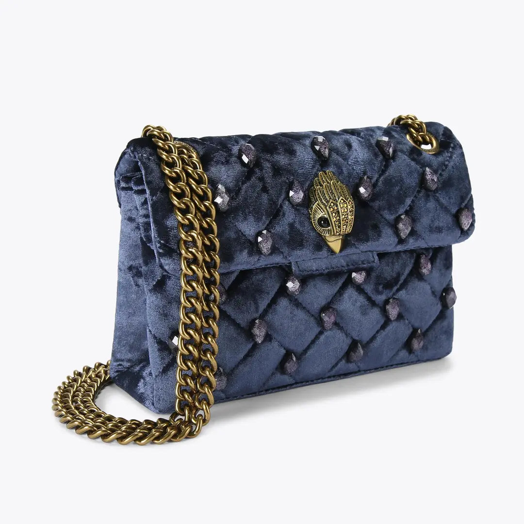 Mini Velvet Kensington Bag - Blue Dark