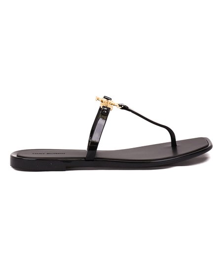 Black & Goldtone Roxanne Jelly Sandal