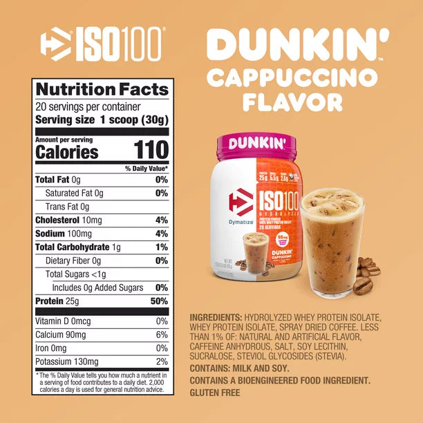 Dymatize x Dunkin Hydrolyzed ISO100 Whey Isolate Protein Powder