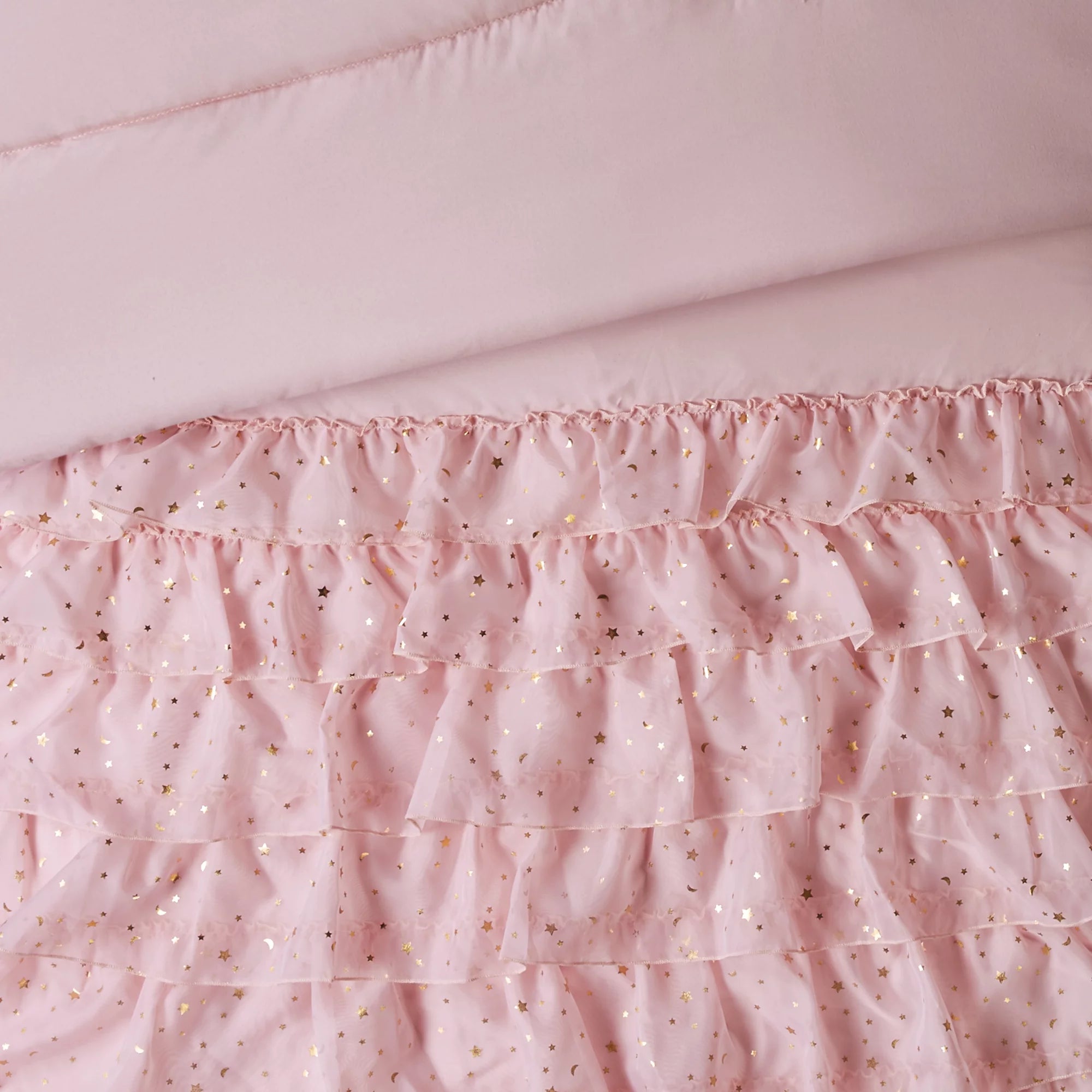 Nova Organza Ruffle Layers 2 Piece Comforter Set, Twin, Blush