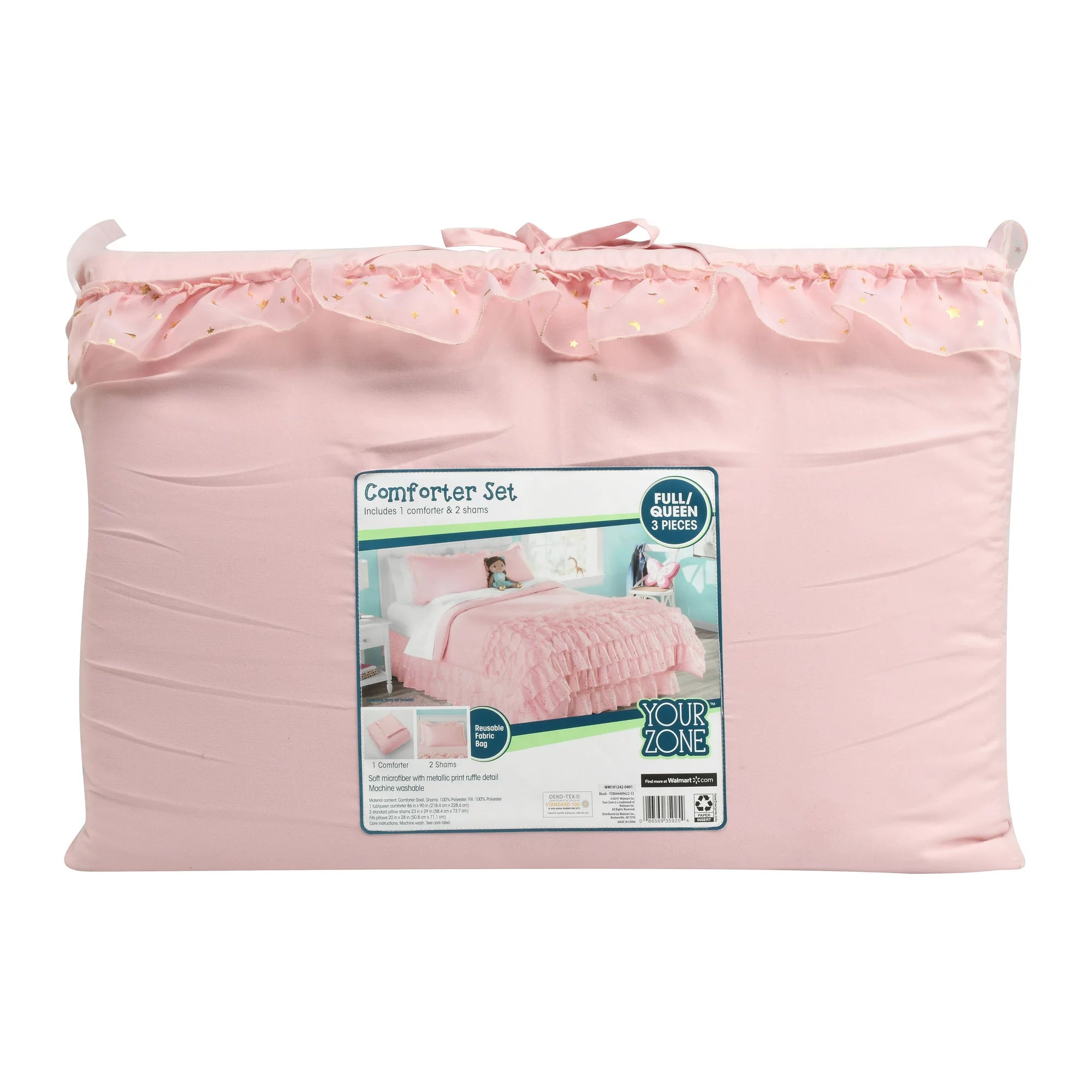 Nova Organza Ruffle Layers 2 Piece Comforter Set, Twin, Blush
