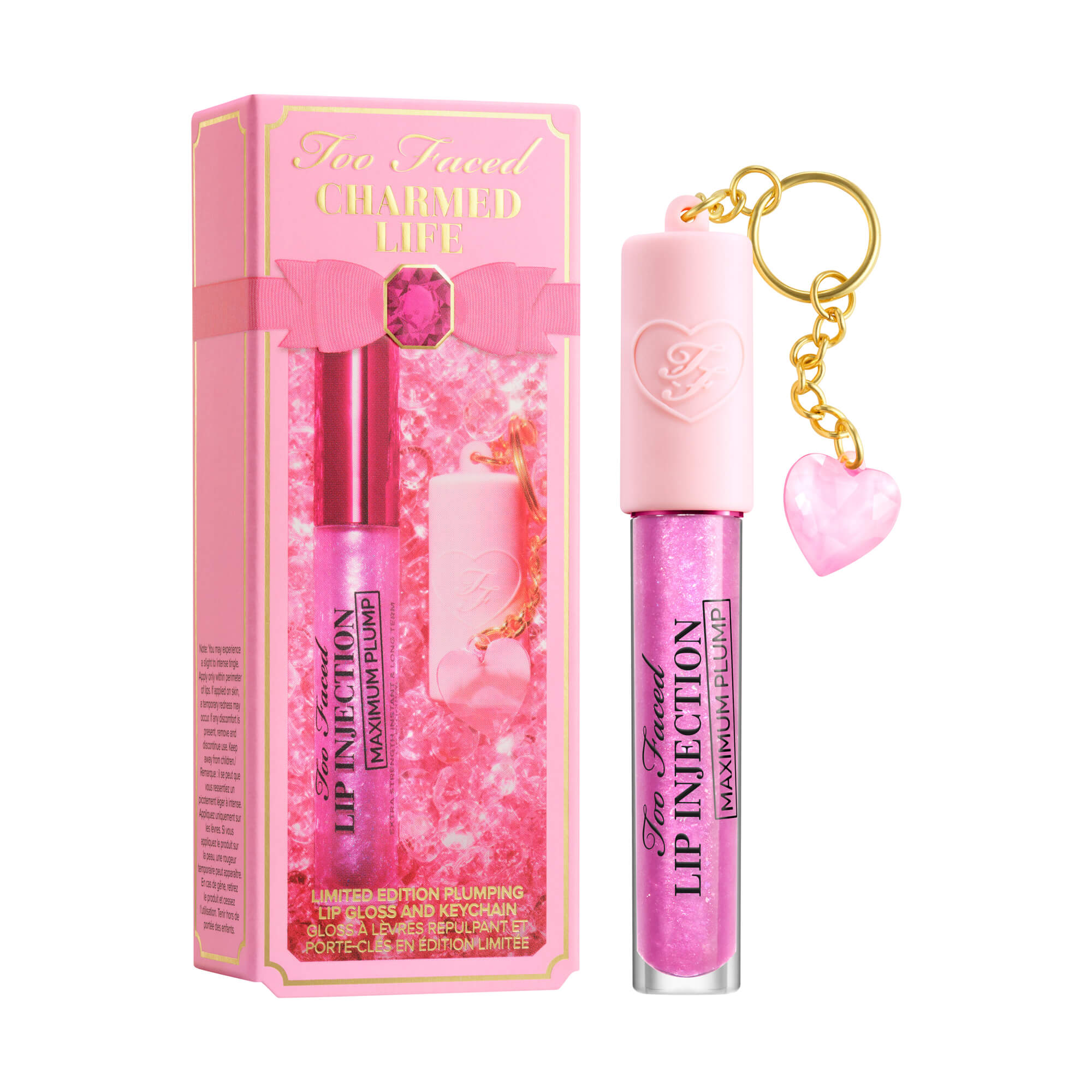 Too Faced - Charmed Life Set: Maximum Plump Lip Gloss & Key Chain | Set de Brillo Labial Voluminizador y Llavero