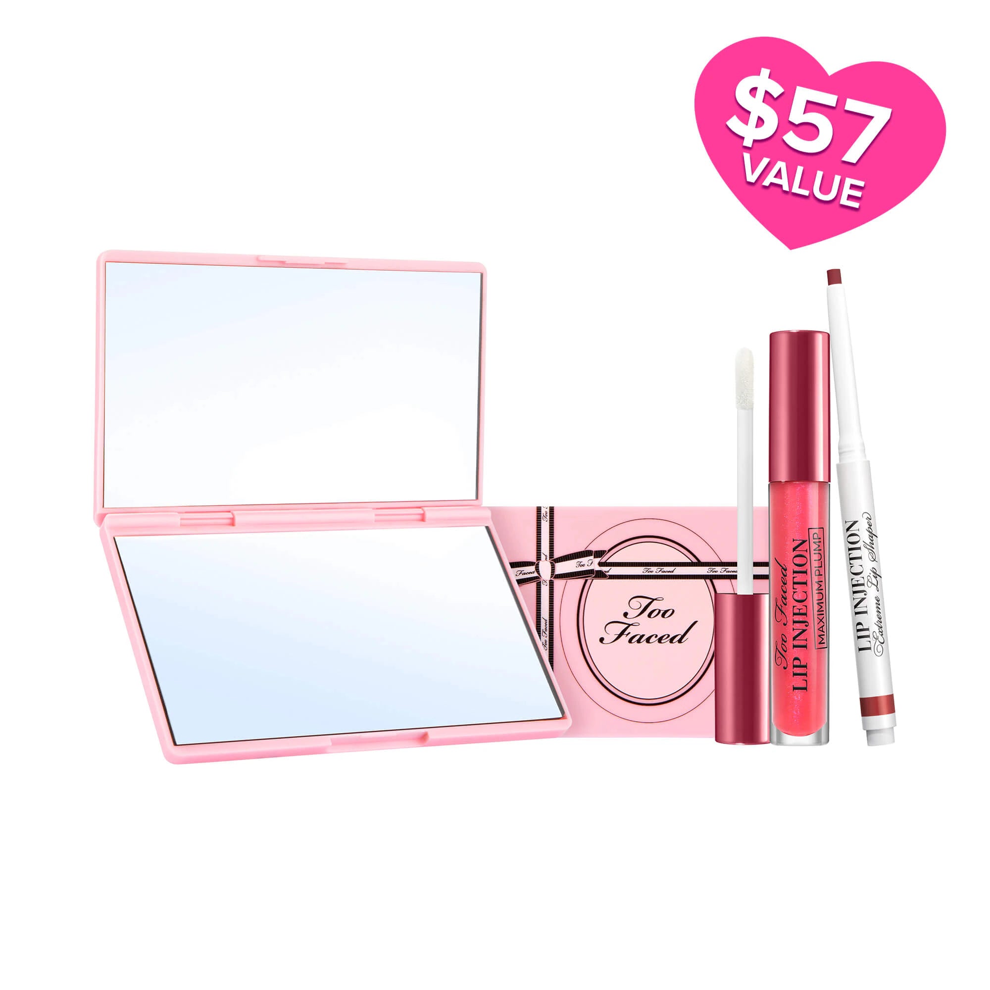 Too Faced - Lip Injection Red Lip Kit: Plumping Lip Liner & Lip Gloss Set | Kit de Labiales para Volumen y Definición