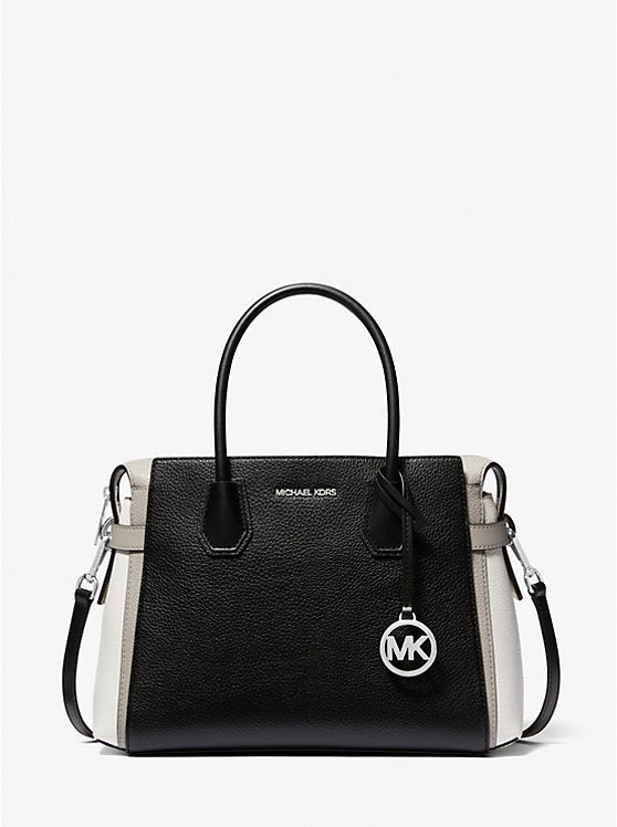 Mercer Medium Color-Block Belted Satchel - Black Combo