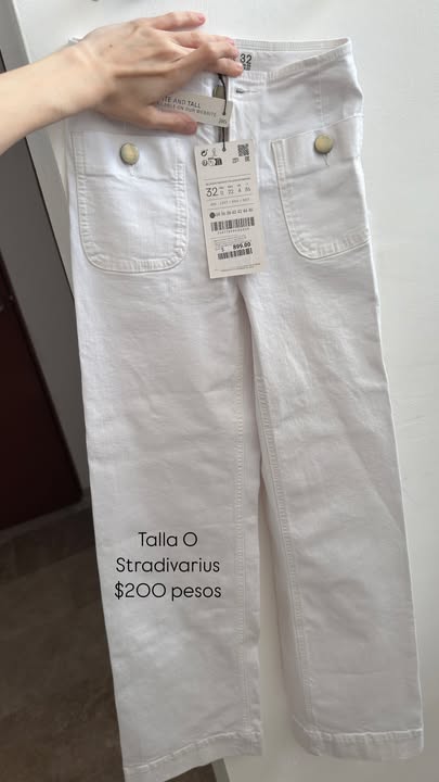 Stradivarius Pantalon Blanco - Talla 0
