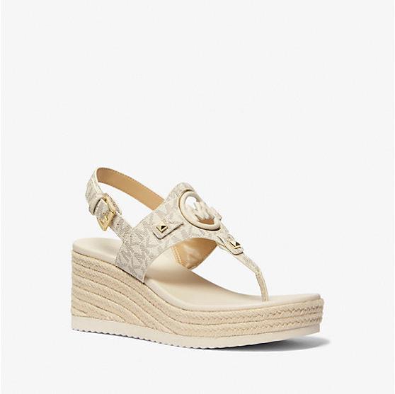 Aubrey Cutout Signature Logo Wedge Sandal - Vanilla