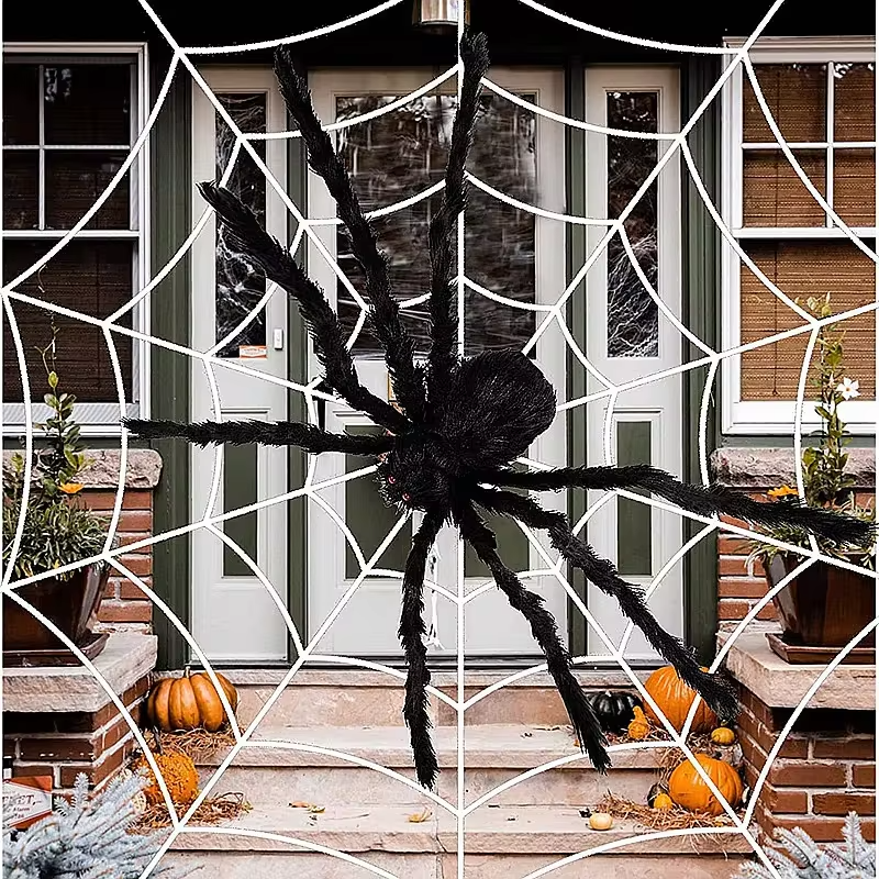 Araña Gigante de Felpa Negra para Decoración de Halloween