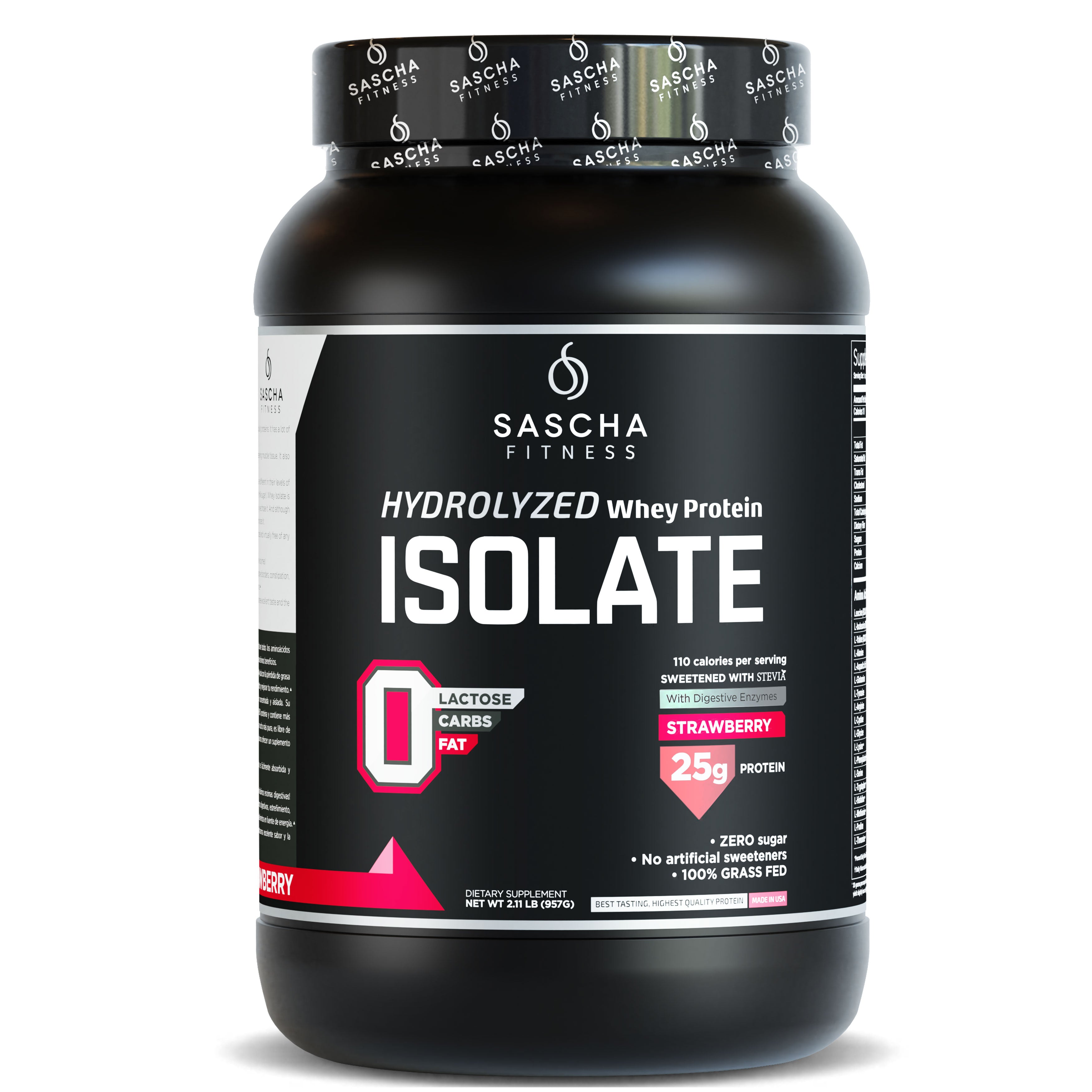 Sascha Fitness México - Hydrolyzed Whey Protein Isolate Strawberry | Ganar Músculo