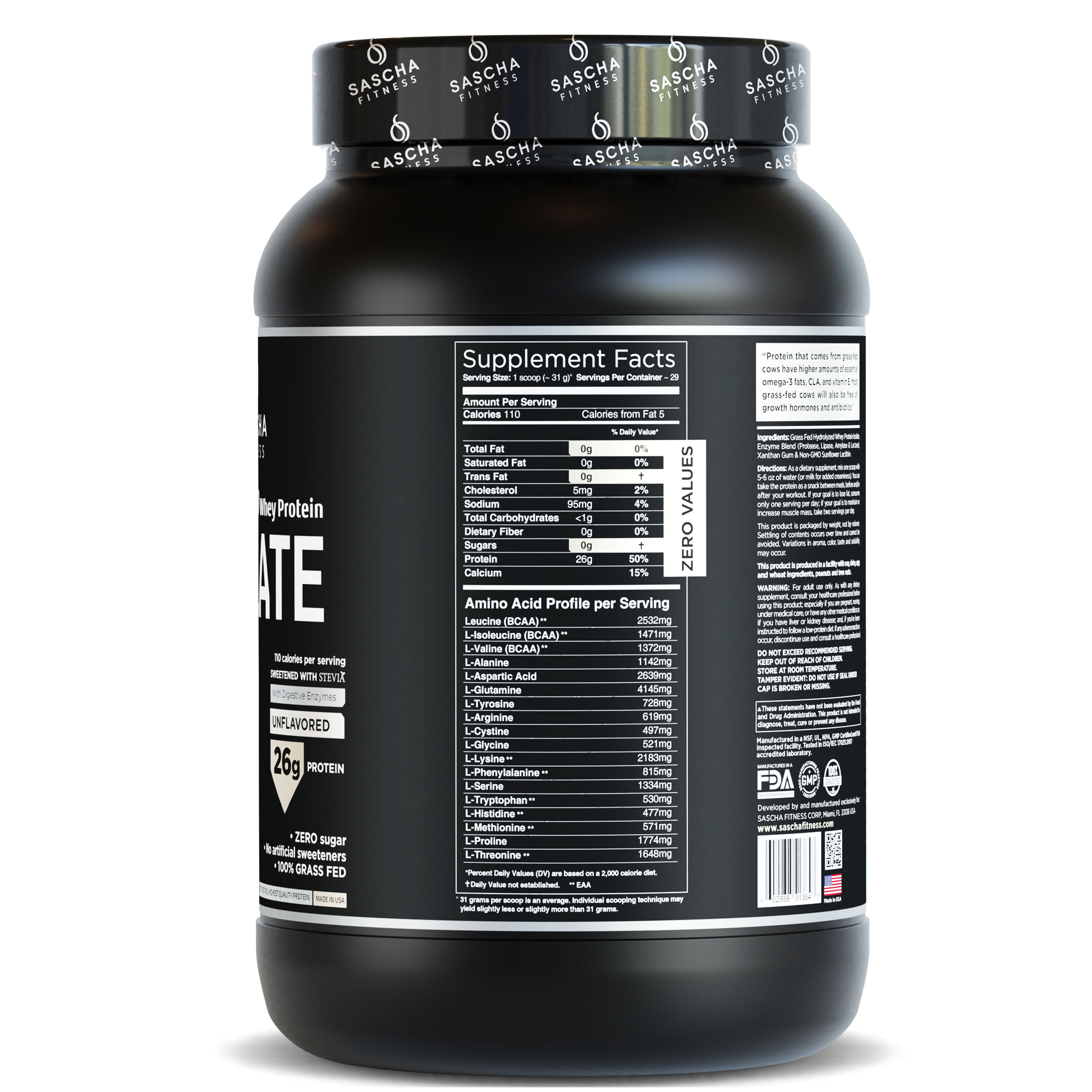Sascha Fitness México - Hydrolyzed Whey Protein Isolate Unflavored