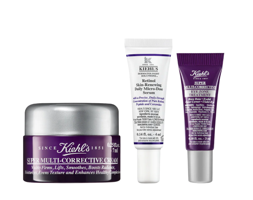 Kiehl's Super Multi-Corrective Eye Cream, Super Multi-Corrective Cream & Micro-Dose Serum VIB + Rouge Gift Trial Size set