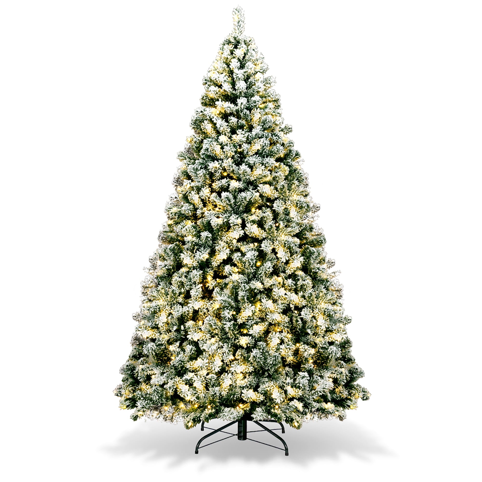 Árbol de Navidad Artificial Decorado con Nieve y Bisagras Preiluminado con 550 Luces de Primera Calidad