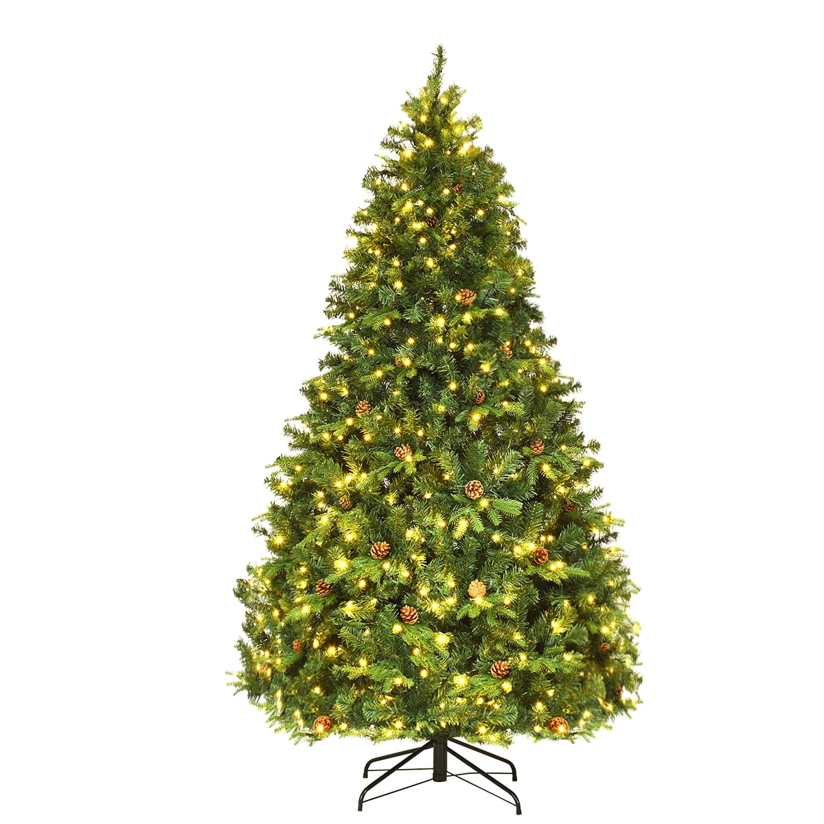 Árbol de Navidad de Pino Preiluminado con Bisagras y Luces LED Conos