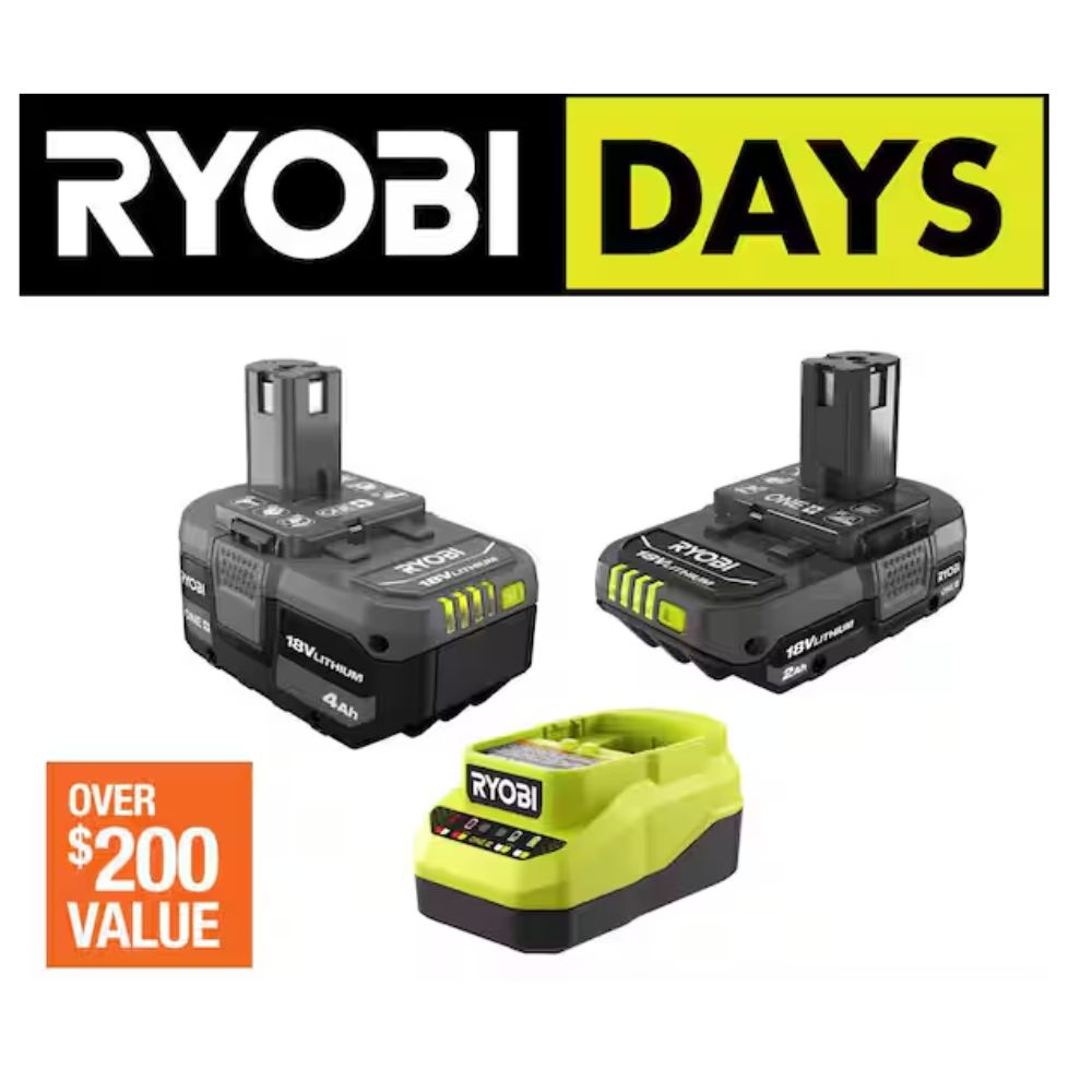 Ryobi - ONE+ 18V Lithium-Ion Starter Kit | Kit de baterías 2.0Ah y 4.0Ah con cargador