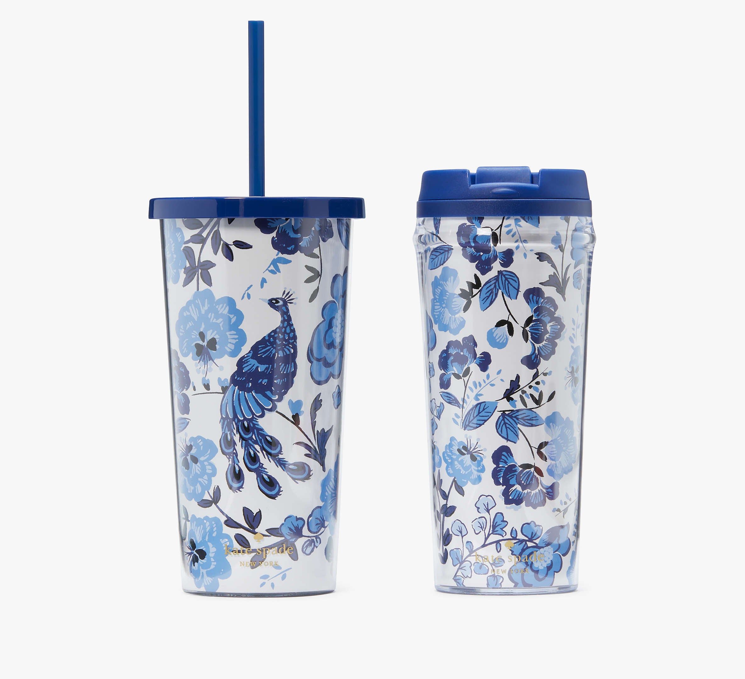 Peacock Floral Tumbler And Thermal Mug Set