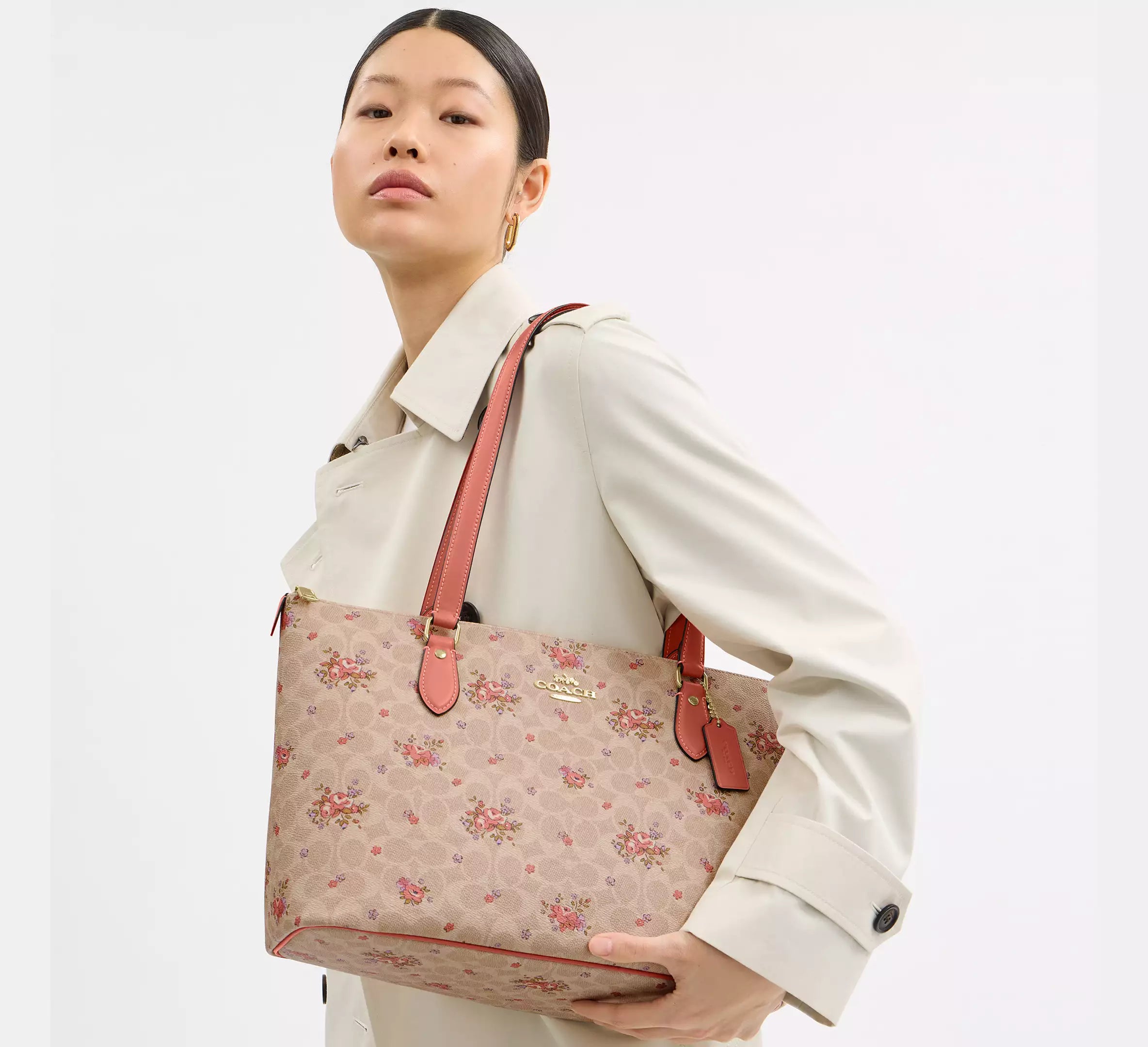 Gallery Tote Bag In Signature Canvas With Floral Print