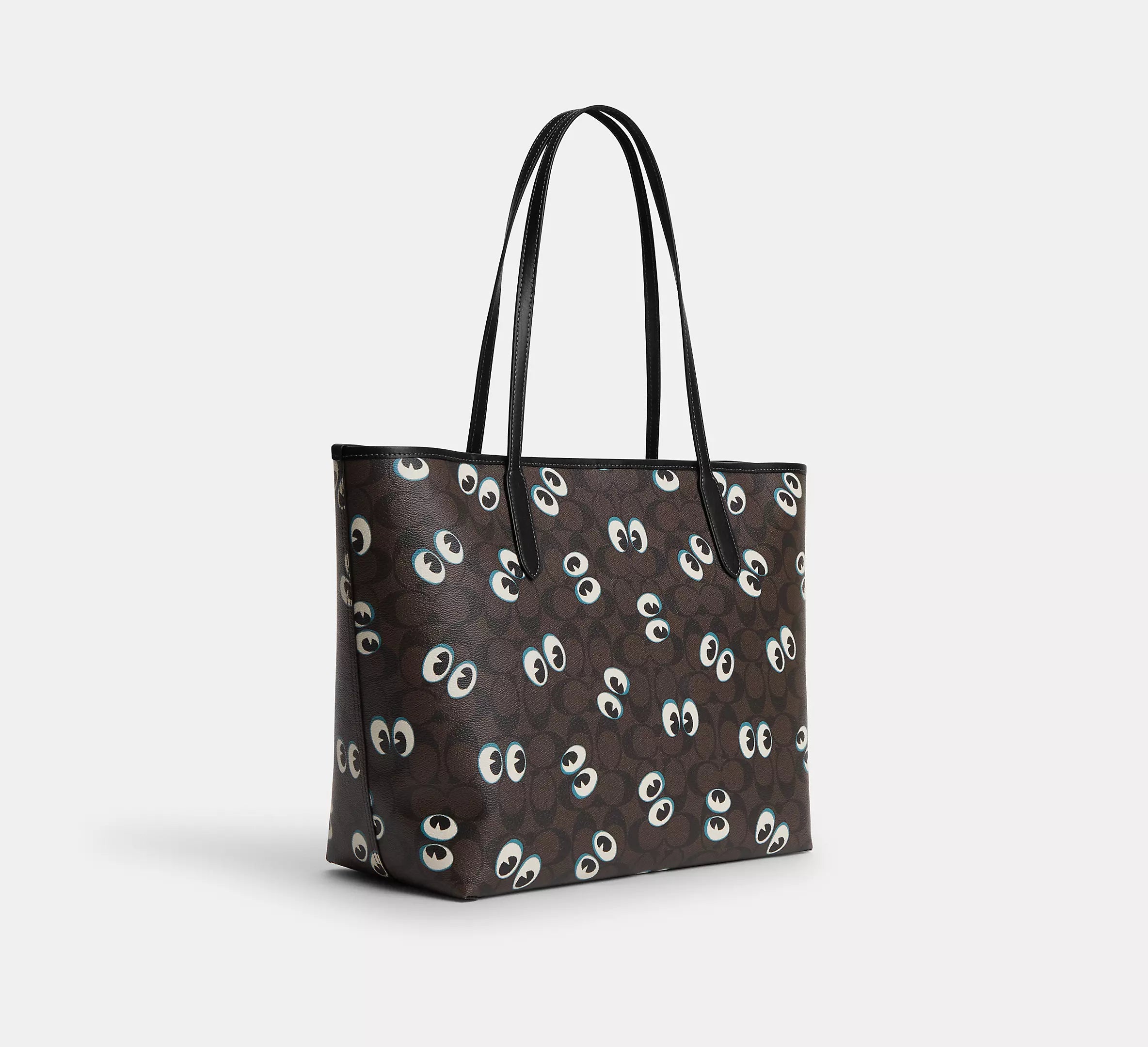 City Tote In Signature Canvas With Halloween Eyes