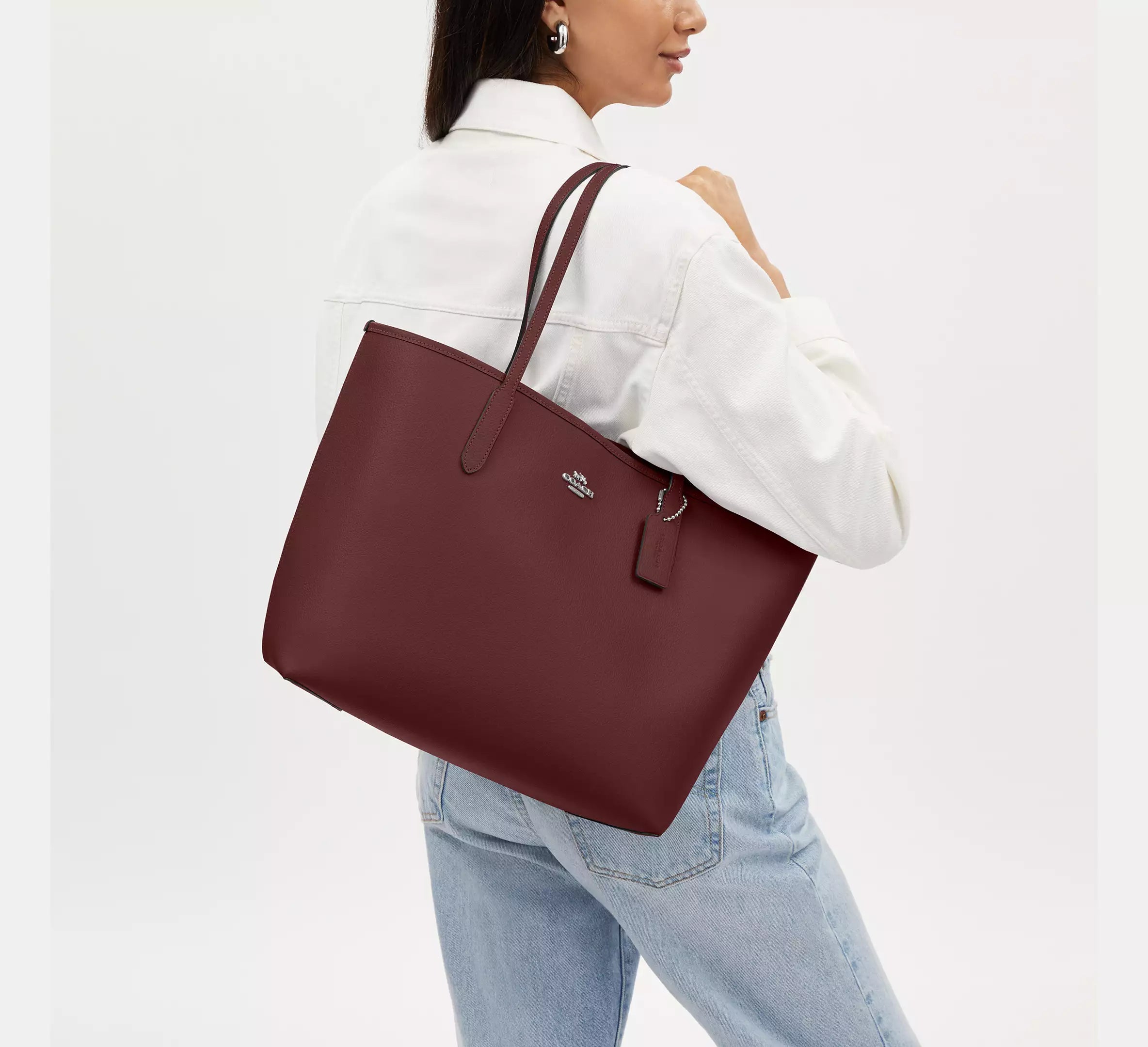 City Tote Bag - Silver/Wine