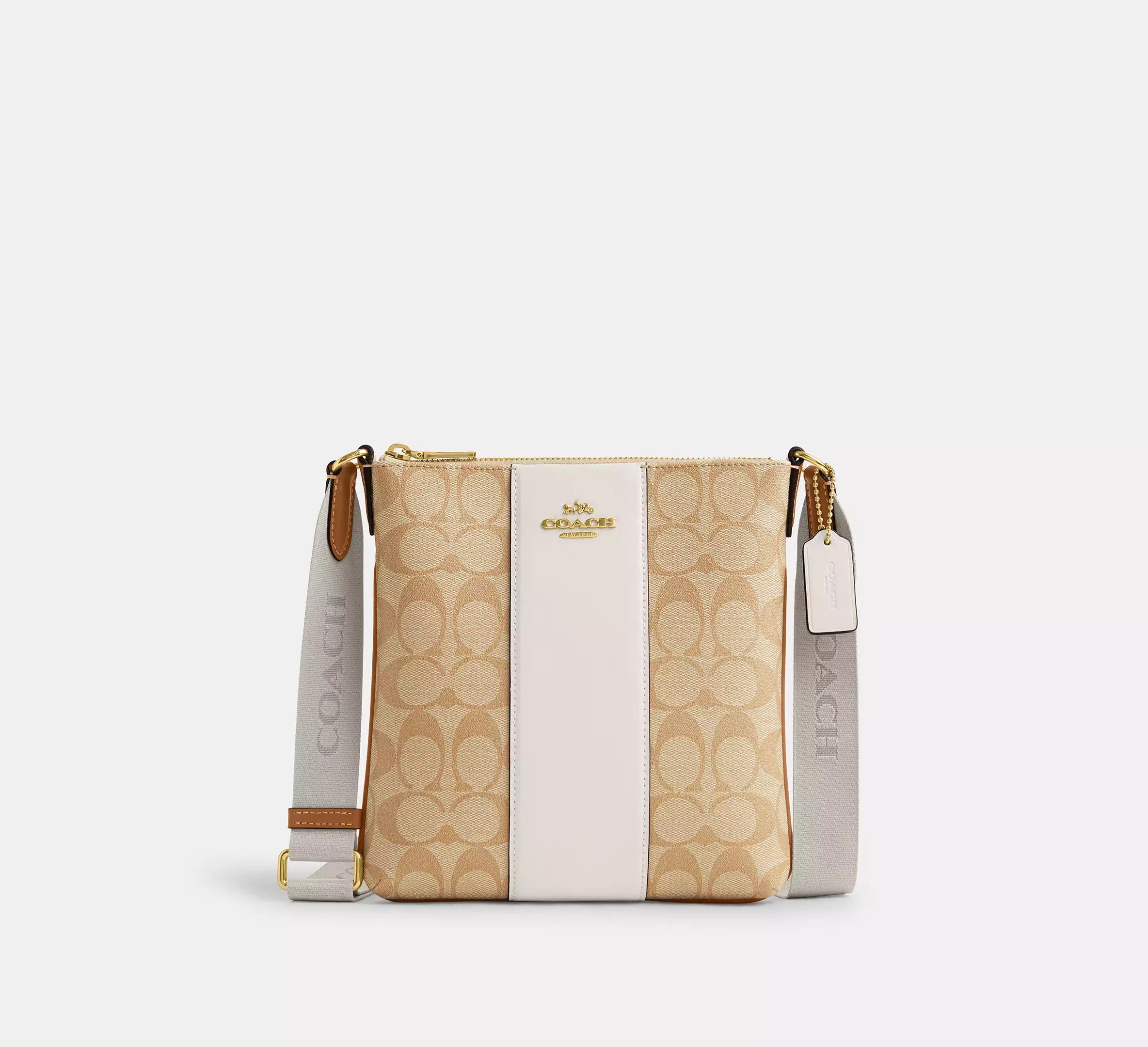 Coach Outlet - Mini Rowan File Bag In Signature Canvas With Stripe | Bolsa Crossbody