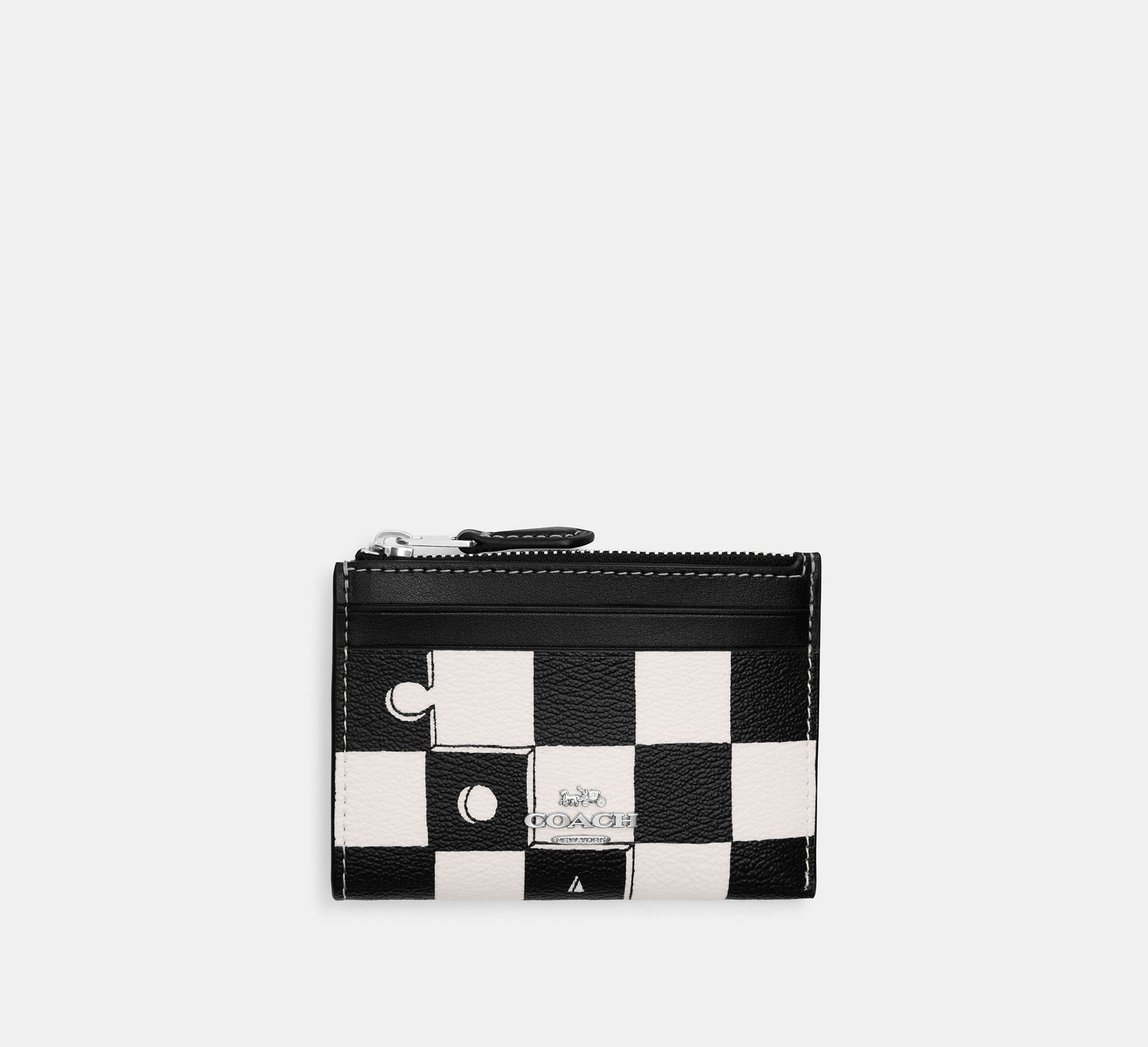 Mini Skinny Id Case With Checkerboard Print