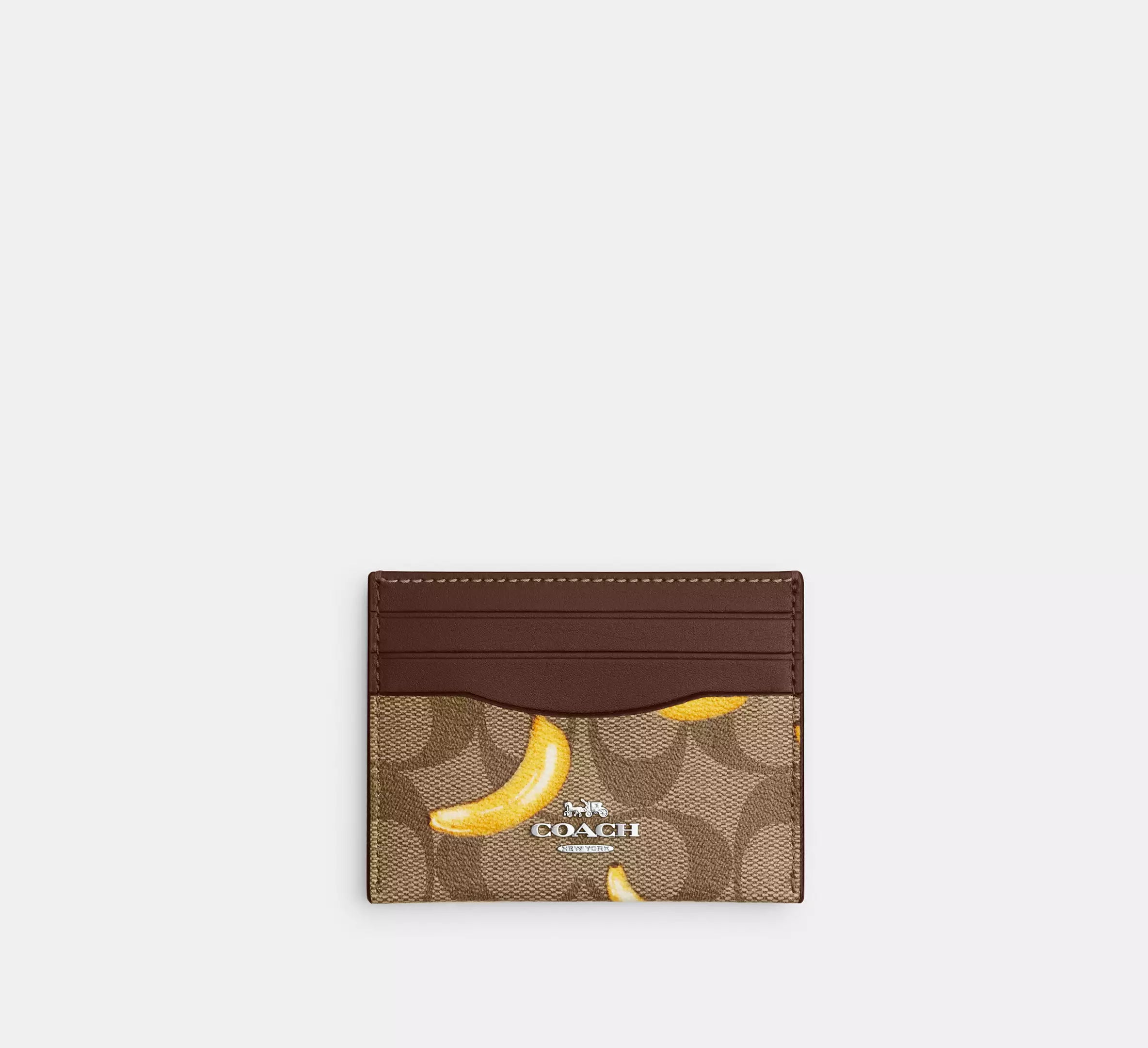Slim Id Card Case In Signature Canvas With Banana Print