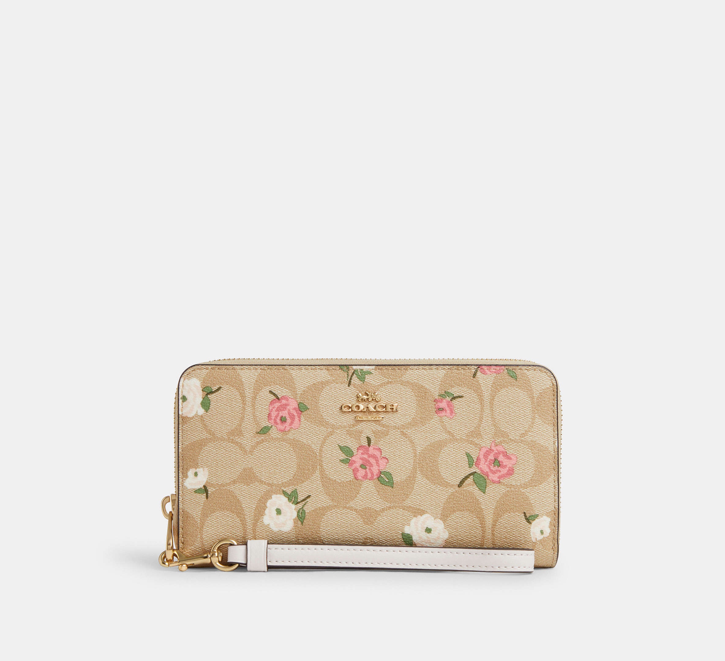 Long Zip Around Wallet In Signature Canvas With Floral Print