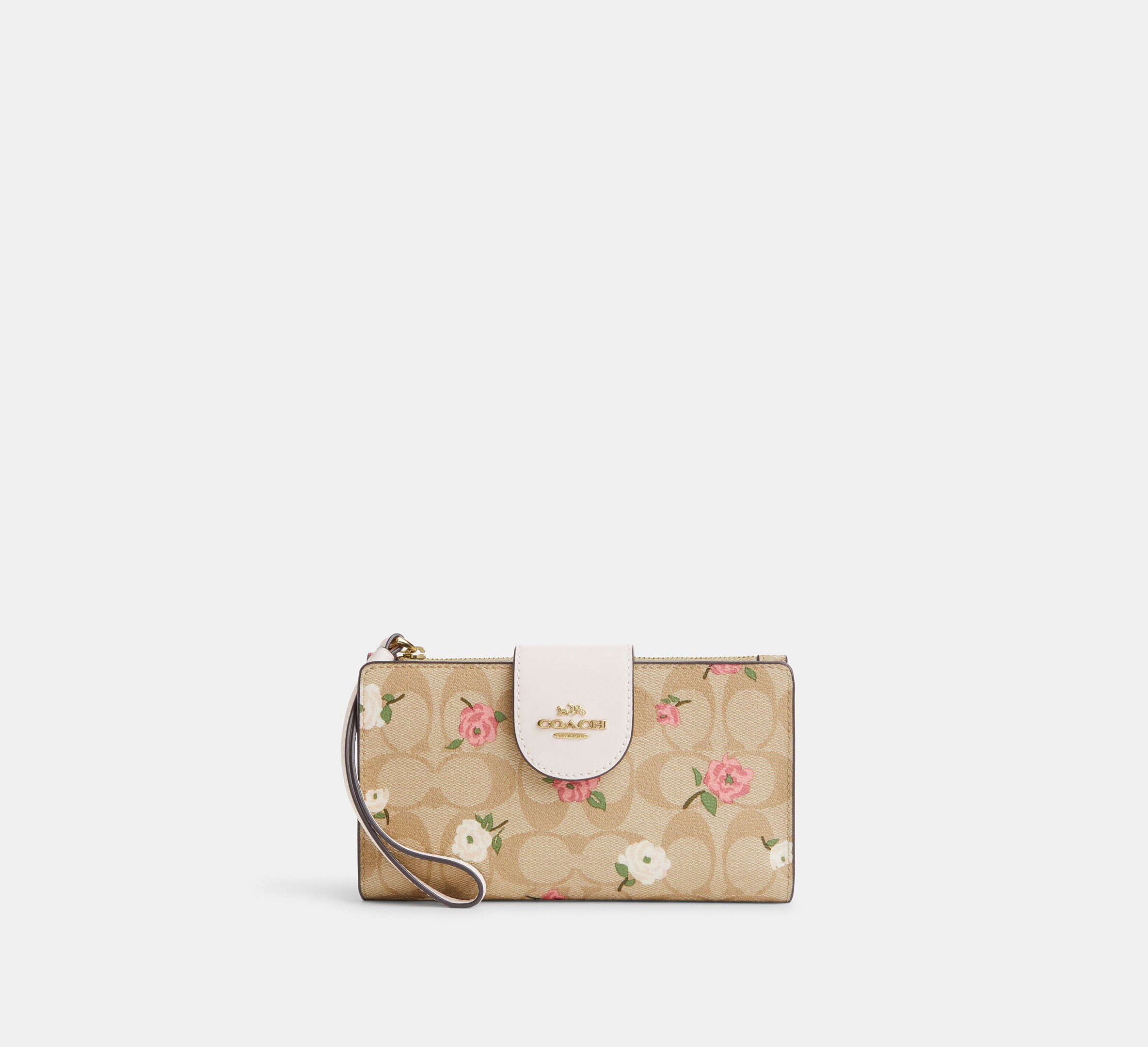 Phone Wallet In Signature Canvas With Floral Print