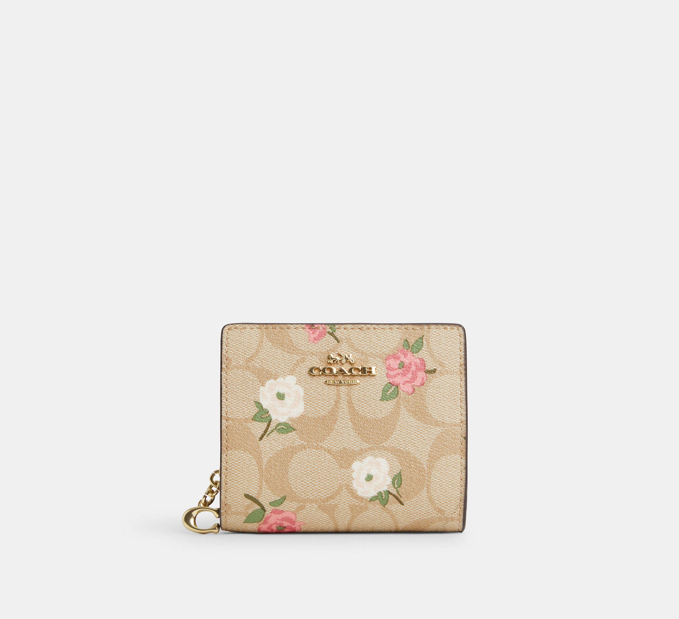 Snap Wallet In Signature Canvas With Floral Print