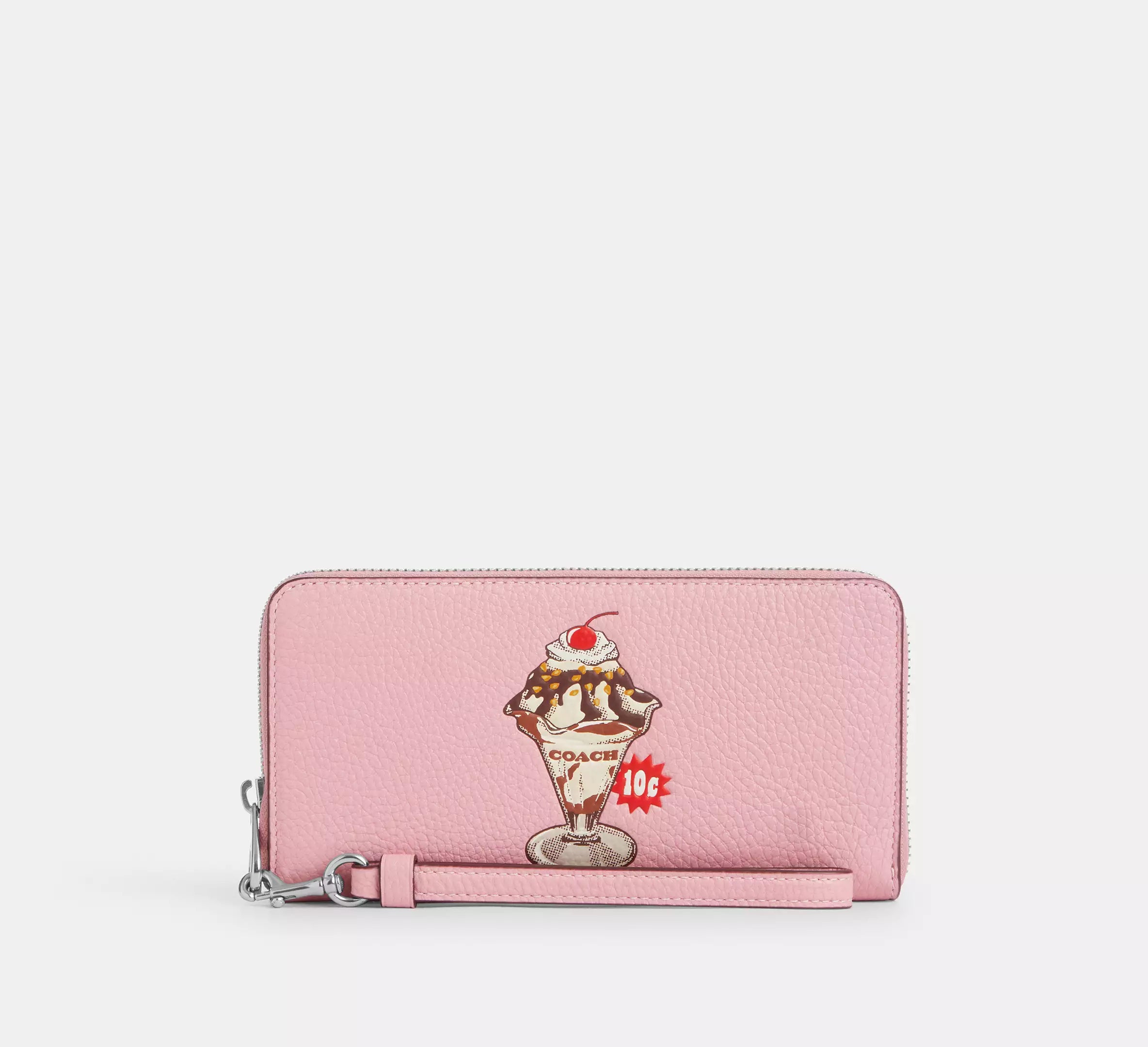 Long Zip Around Wallet With Sundae Graphic