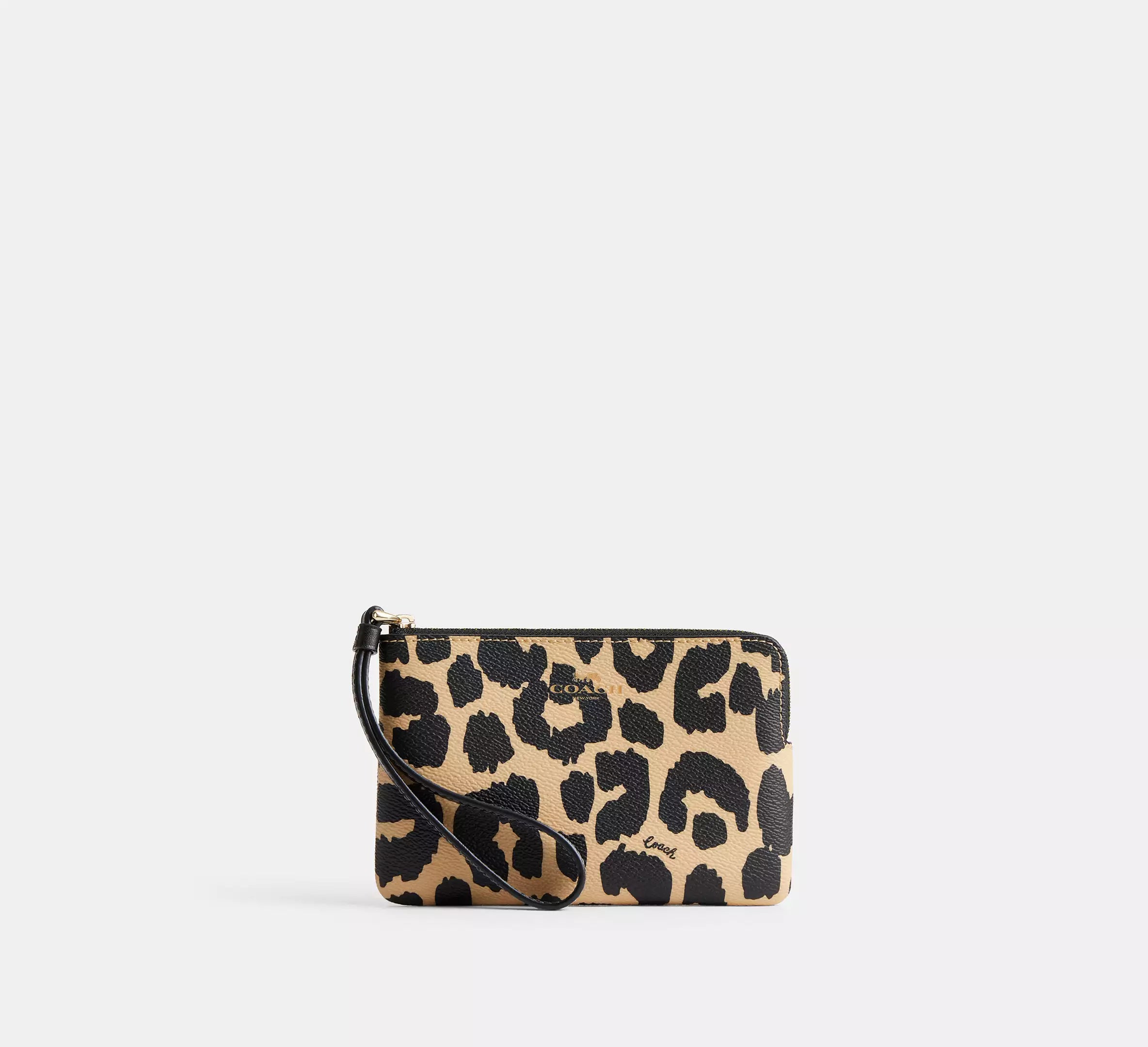 Corner Zip Wristlet With Leopard Print