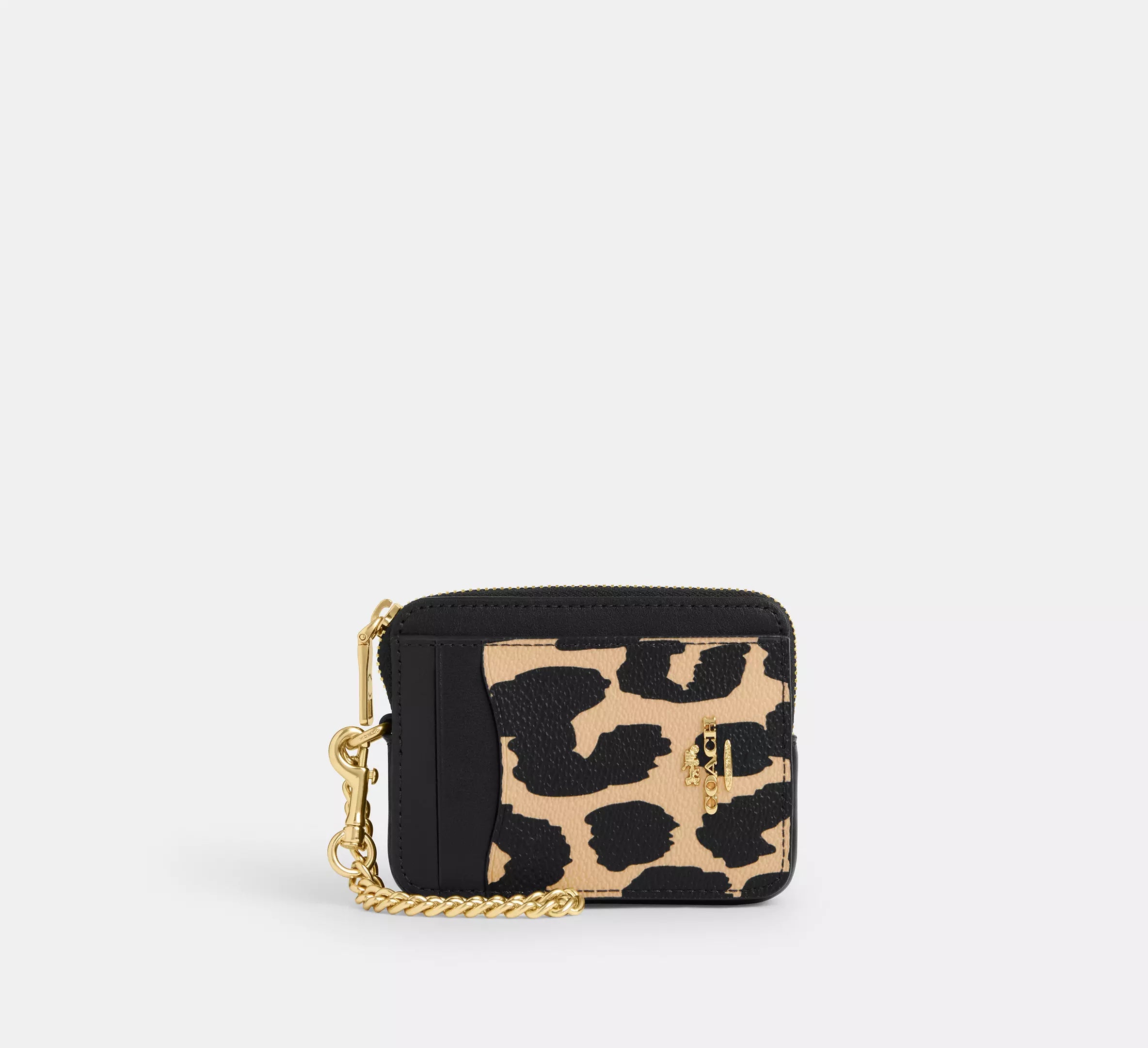 Zip Card Case With Leopard Print