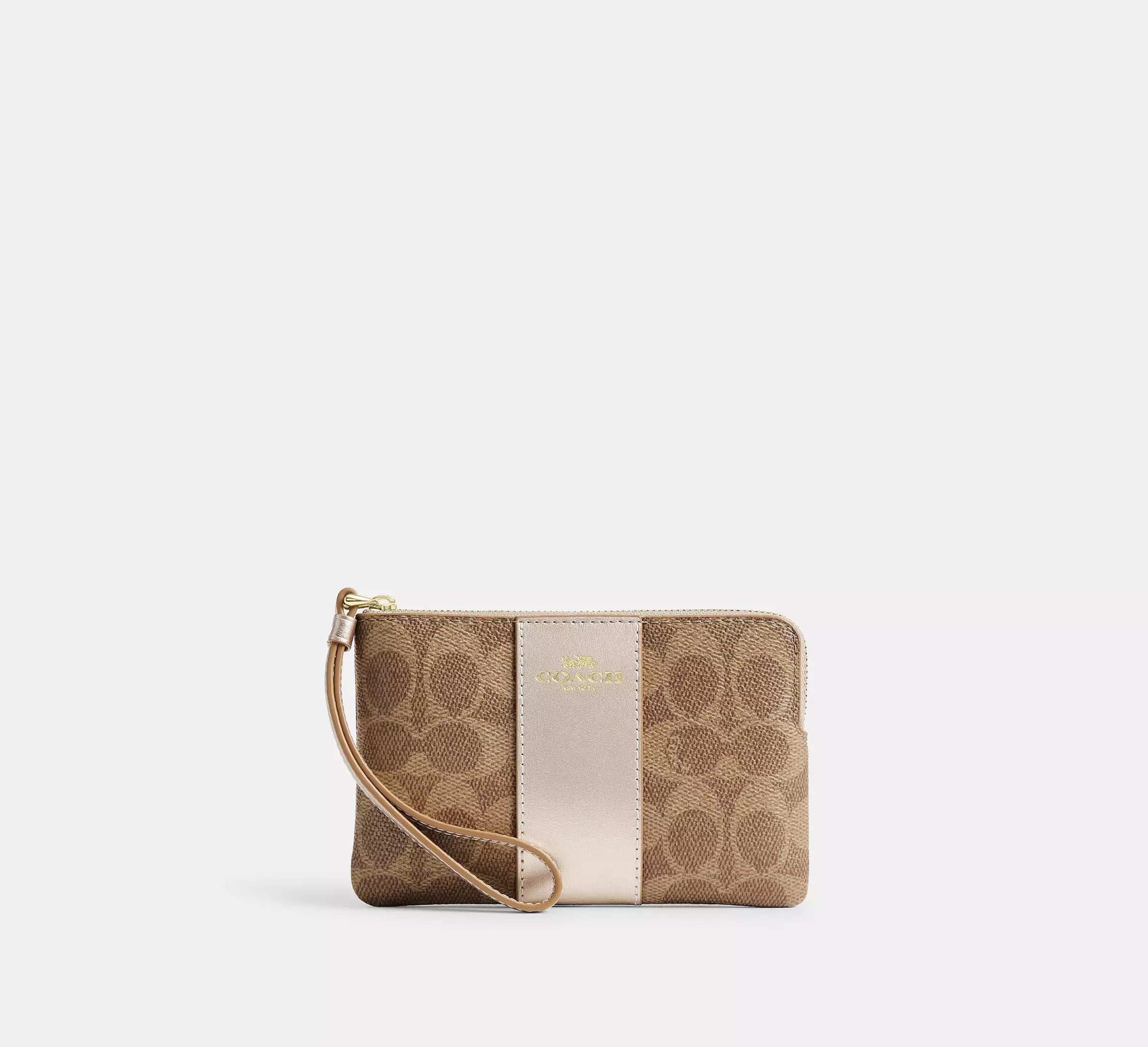 Corner Zip Wristlet In Signature Canvas