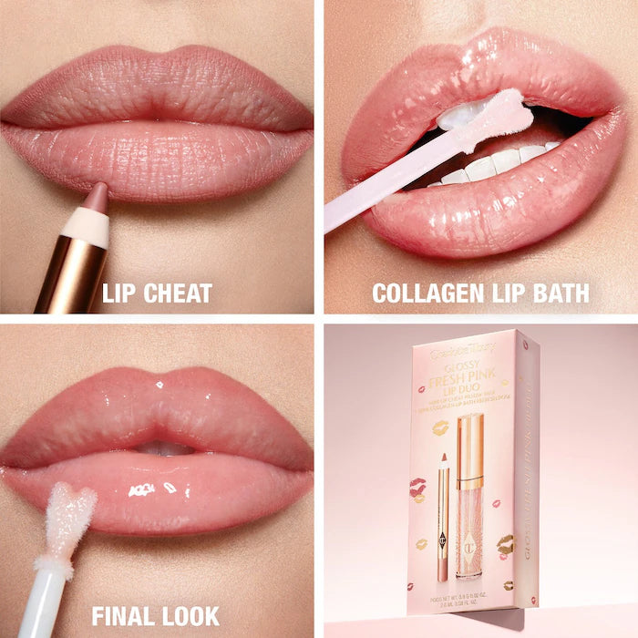 Mini Glossy Pink Lip Gloss + Lip Liner Set
