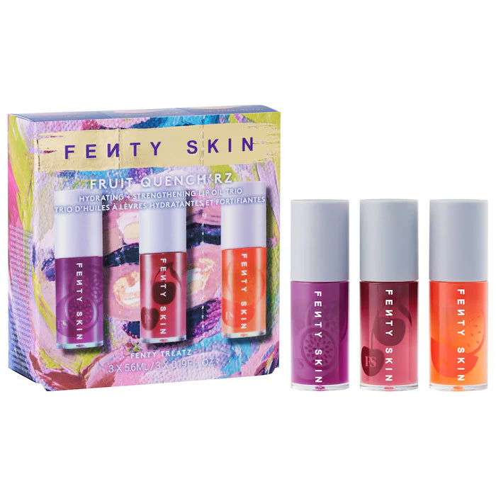 Fenty Beauty - Fruit Quench'rz Hydrating + Strengthening Lip Oil Trio | Set de Aceites Labiales, Hidratación Profunda, Brillo Natural