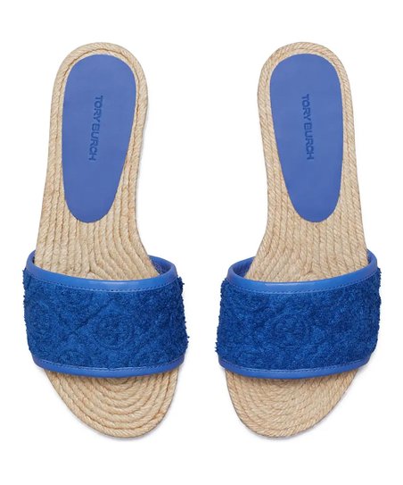 Blue Night Leather Espadrille Slide