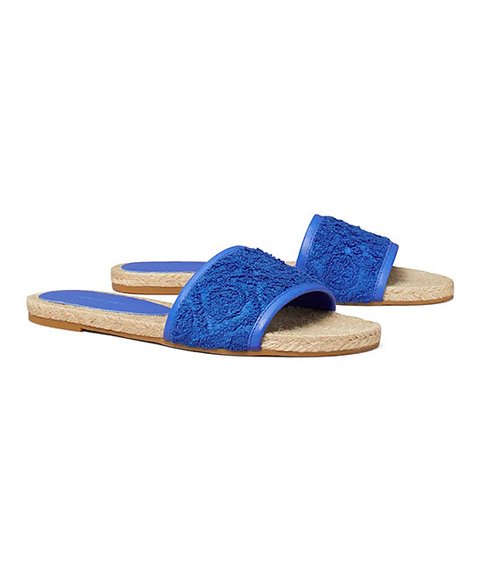 Blue Night Leather Espadrille Slide